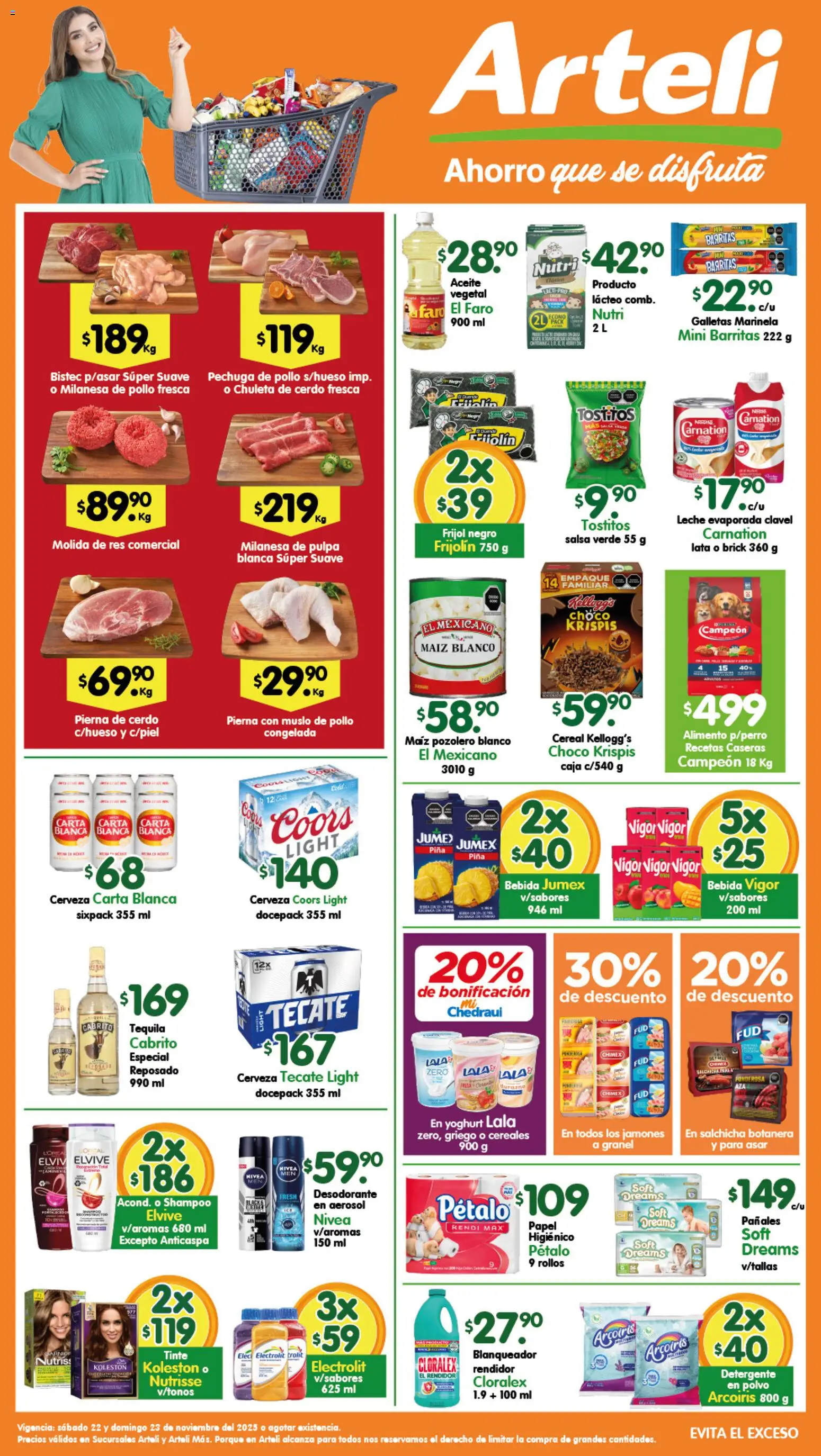 Nuevas ofertas de Arteli válidas en toda la República Mexicana desde el 22.11.2025. ¡Encuentra las mejores ofertas en Arteli folleto Valles! | Página: 1 | Productos: Pollo, Cerveza, Pañales, Polvo