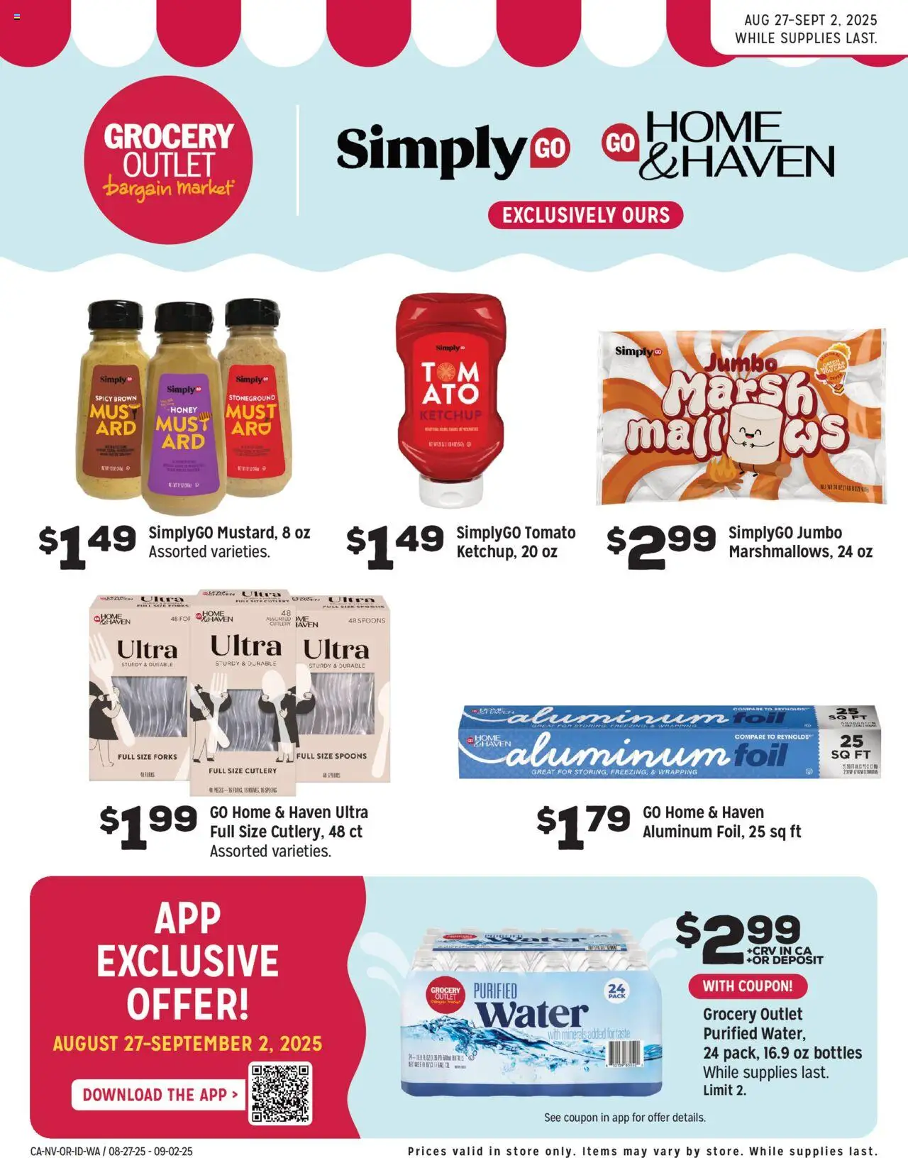 Grocery Outlet Exclusively Ours - valid from 27.08.2025 | Page: 1 | Products: Ketchup, Water