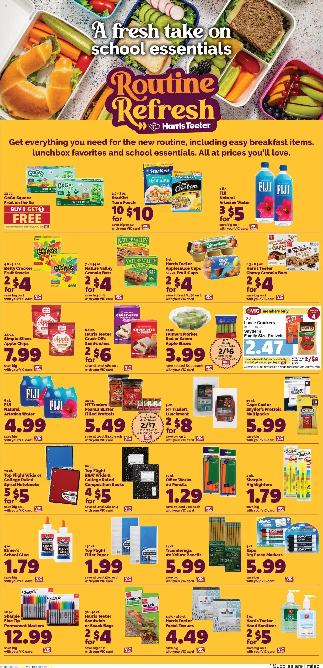 Harris Teeter Weekly Ad - valid from 06.08.2025 | Page: 6 | Products: Pencil, Chocolate, Juice, Water