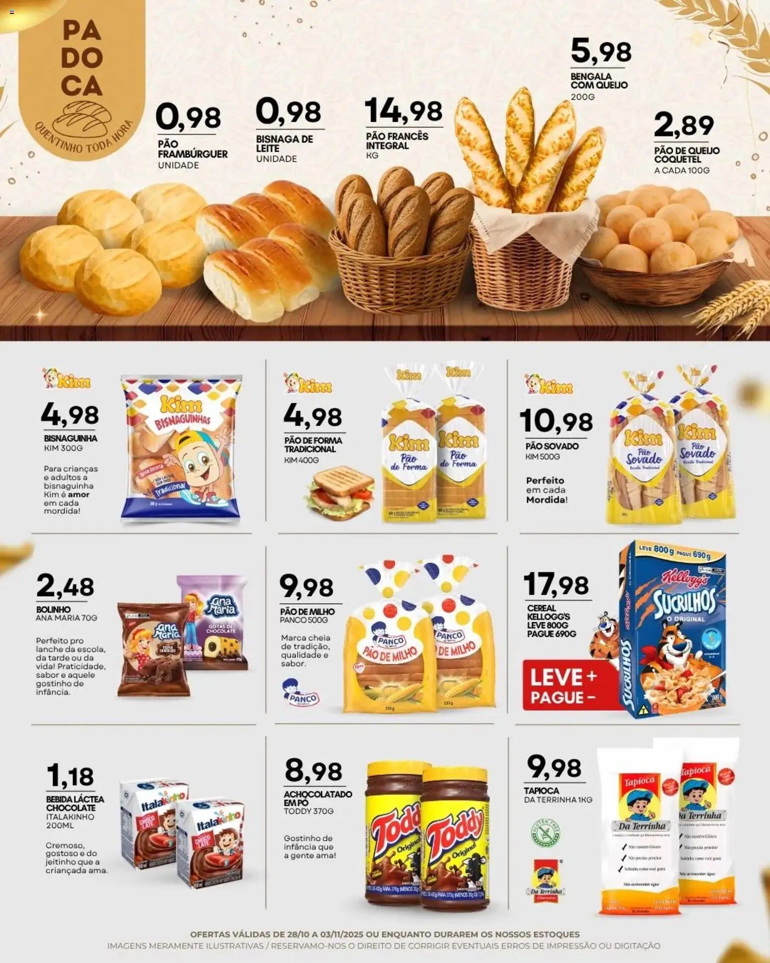 Mercadão Atacadista Folheto - válido de 28.10.2025 | Página: 5 | Produtos: Tapioca, Queijo, Sucrilhos, Pão de forma
