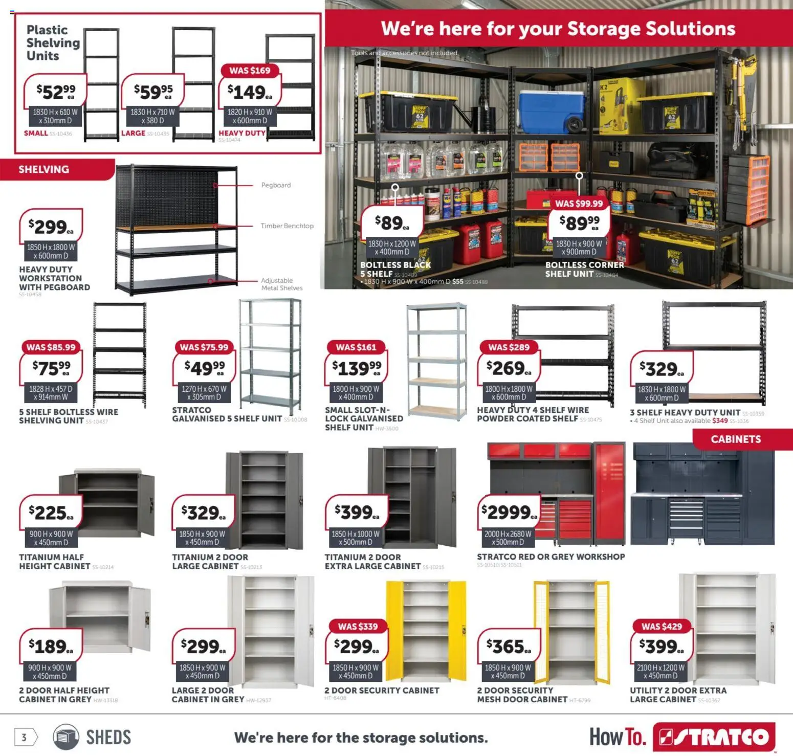 Stratco catalogue - valid from 17.04.2026 | Page: 3 | Products: Cabinet, Shelf, Powder, Accessories