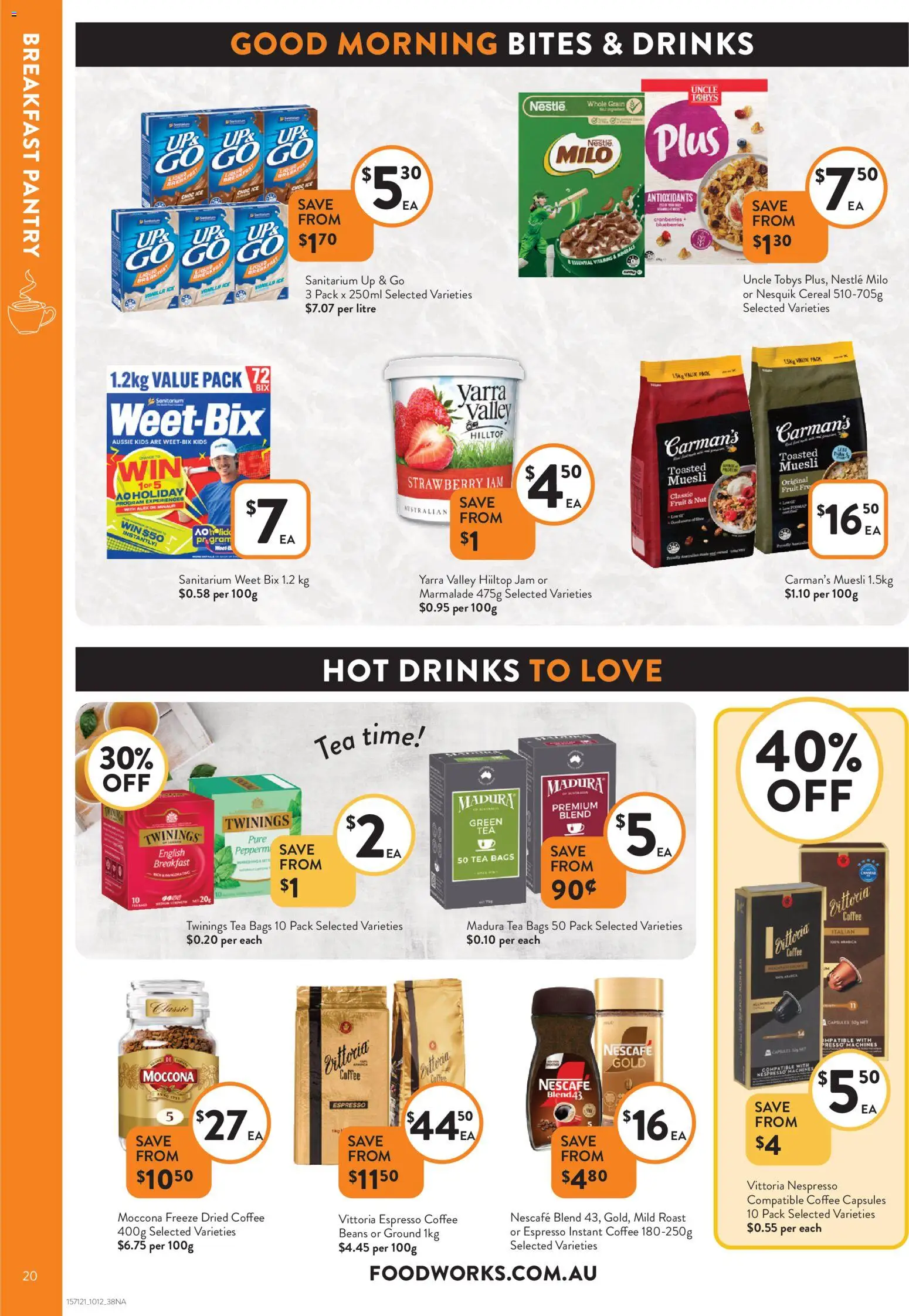 Foodworks catalogue - valid from 10.12.2025 | Page: 20 | Products: Tea, Blueberries, Nescafe, Up & go