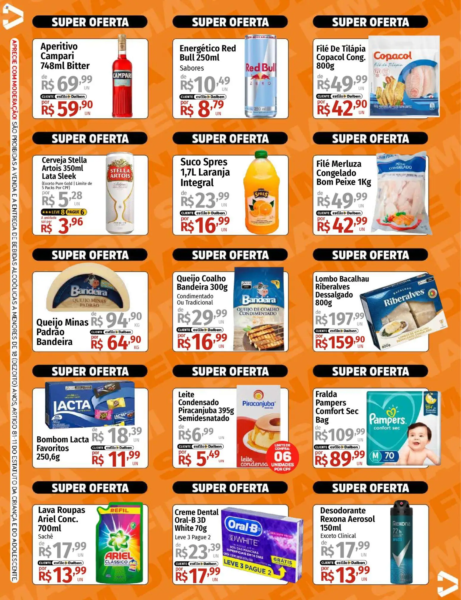 Supermercado Dalben Folheto - válido de 27.02.2026 | Página: 2 | Produtos: Desodorante, Campari, Creme dental, Filé de tilápia