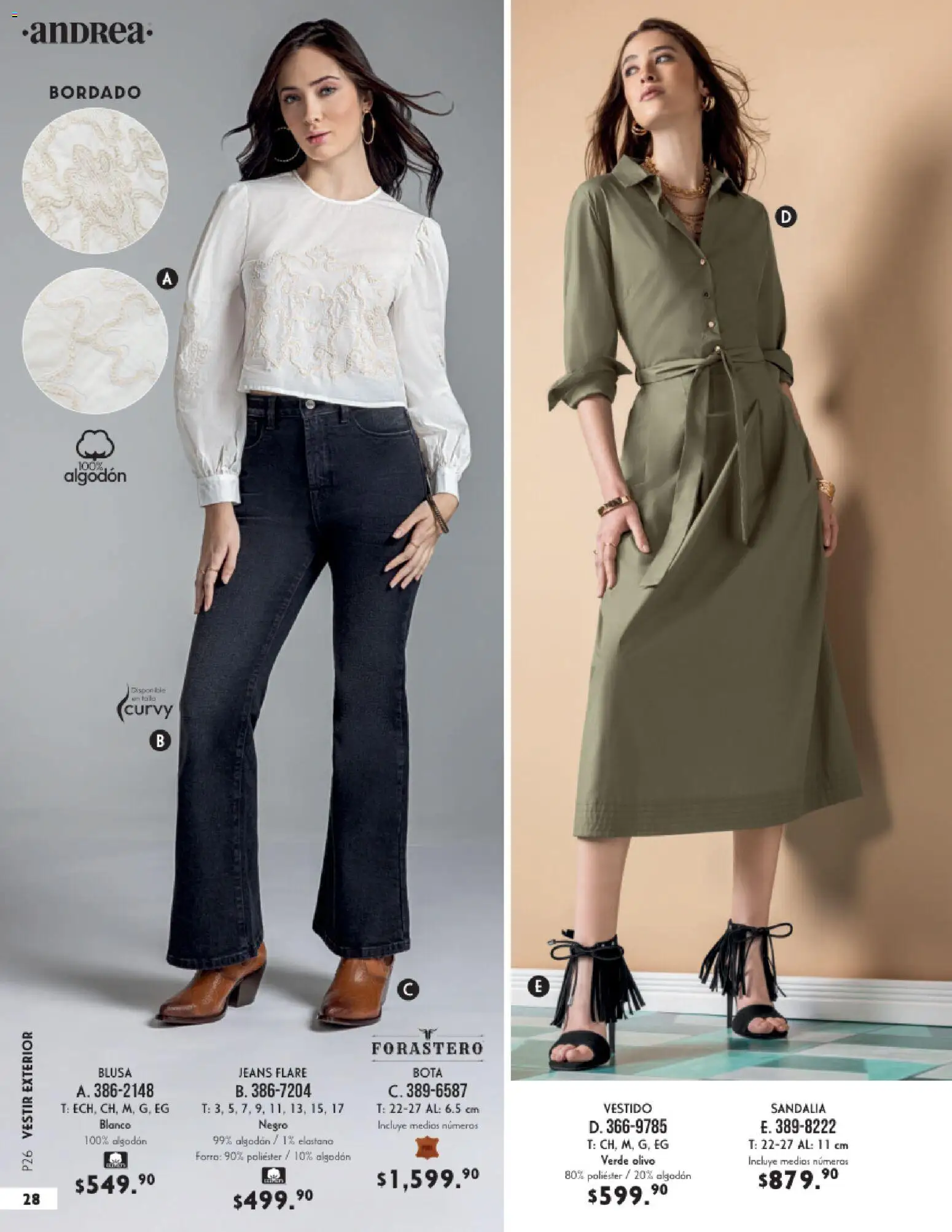 Nuevas ofertas de Andrea válidas en toda la República Mexicana desde el 25.01.2026. ¡Encuentra las mejores ofertas en Andrea catálogo Vestir! | Página: 28 | Productos: Blusa, Algodón, Vestido