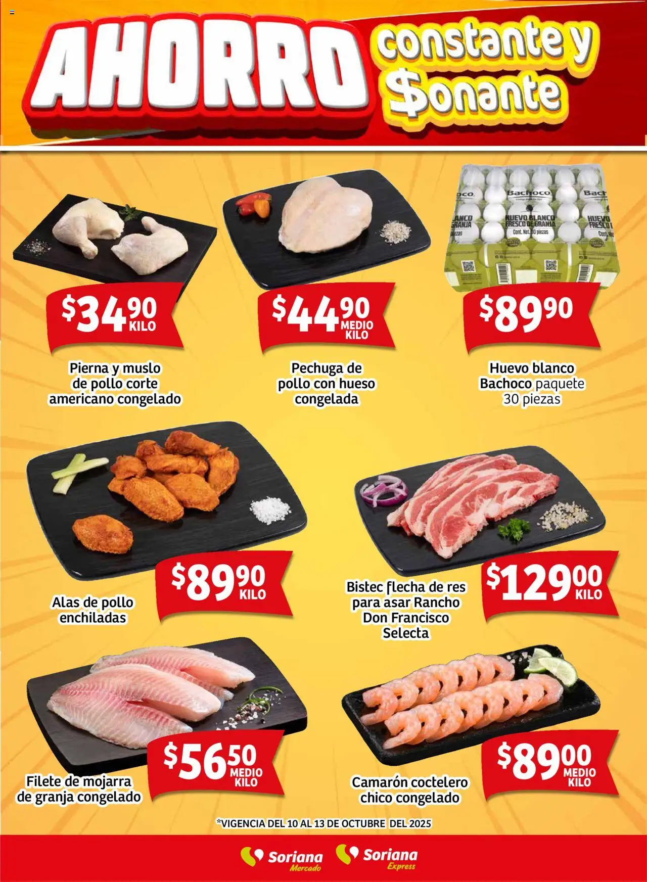 Nuevas ofertas de Soriana válidas en toda la República Mexicana desde el 09.10.2025. ¡Encuentra las mejores ofertas en Soriana - Fin de Semana Mercado: Saltillo! | Página: 7 | Productos: Pollo, Huevo, Res