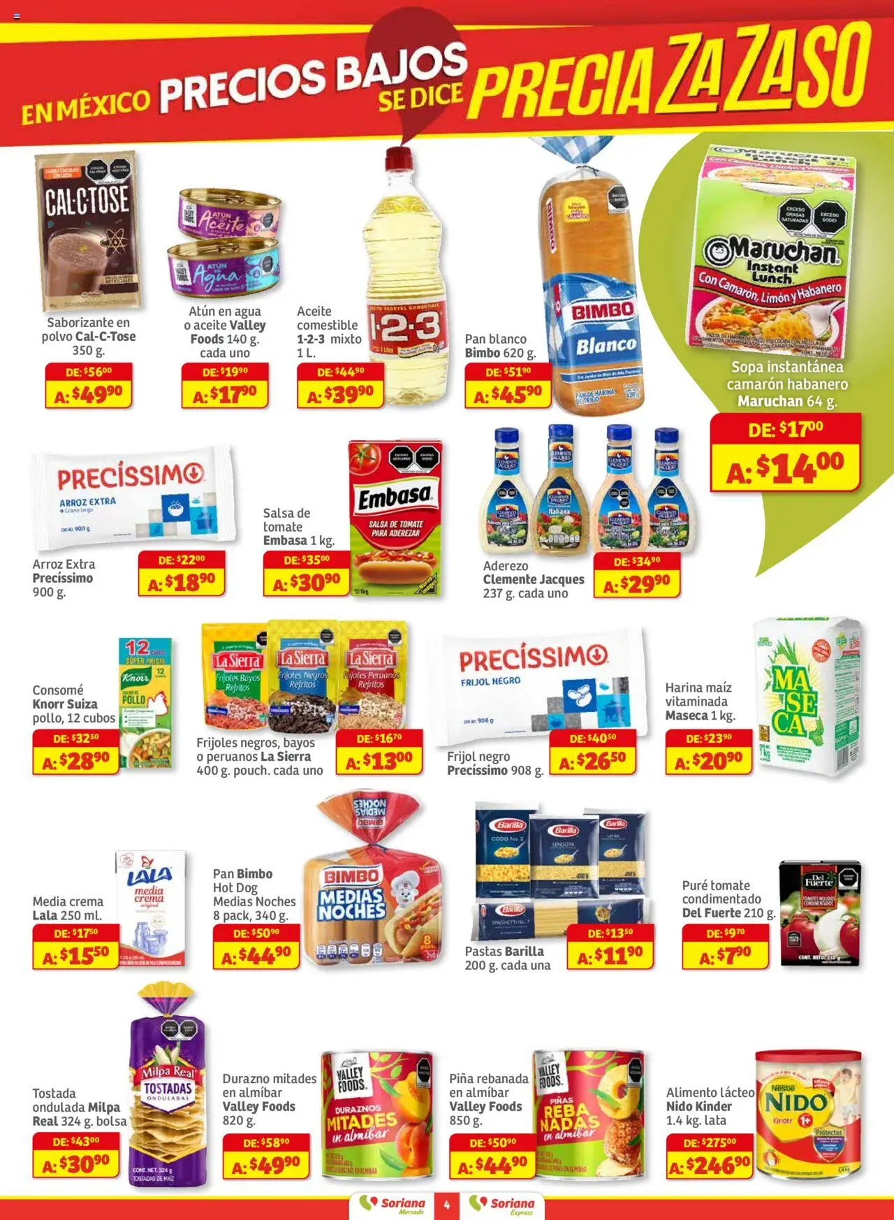 Nuevas ofertas de Soriana válidas en toda la República Mexicana desde el 28.08.2025. ¡Encuentra las mejores ofertas en Soriana - Pesito Valedor Mercado: Edo Mex, Valle De México, Gro, Hgo, Mor, Pue, Qto, Tlax, Ver! | Página: 4 | Productos: Crema, Agua, Limón, Piña