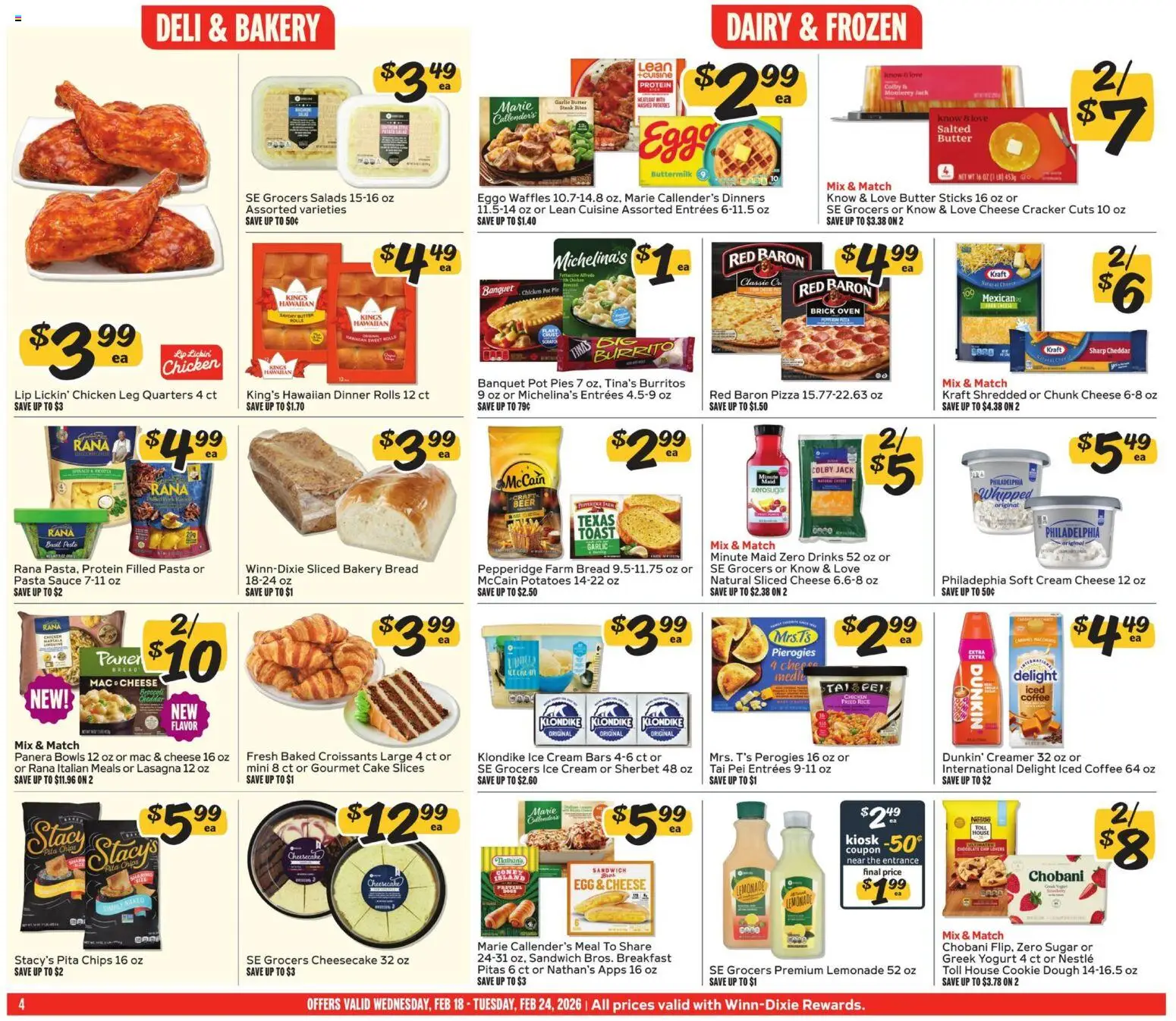 Winn Dixie Weekly Circular - GA - valid from 18.02.2026 | Page: 4 | Products: Beer, Garlic, Melon, Cheesecake