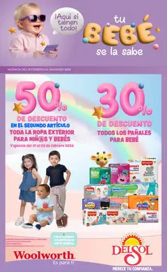 Vista previa de Del Sol y Woolworth catálogo Tu Bebé Se La Sabe, nuevo folleto de la tienda, válido en México a partir del 19.02.2026