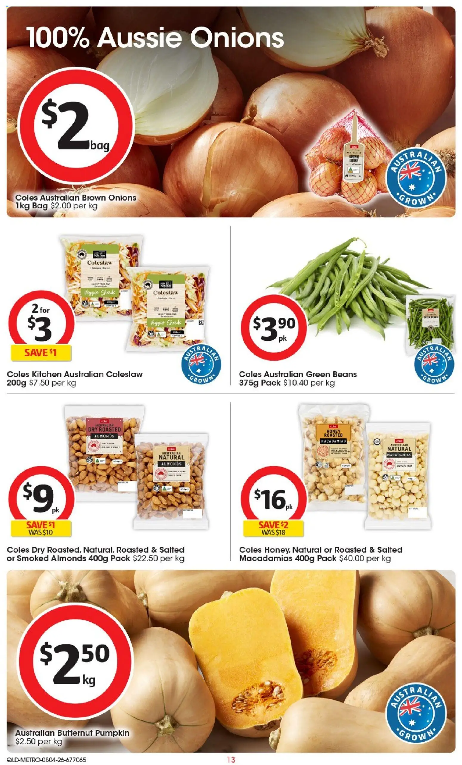 Coles catalogue - valid from 08.04.2026 | Page: 13 | Products: Almonds, Honey, Onions, Bag