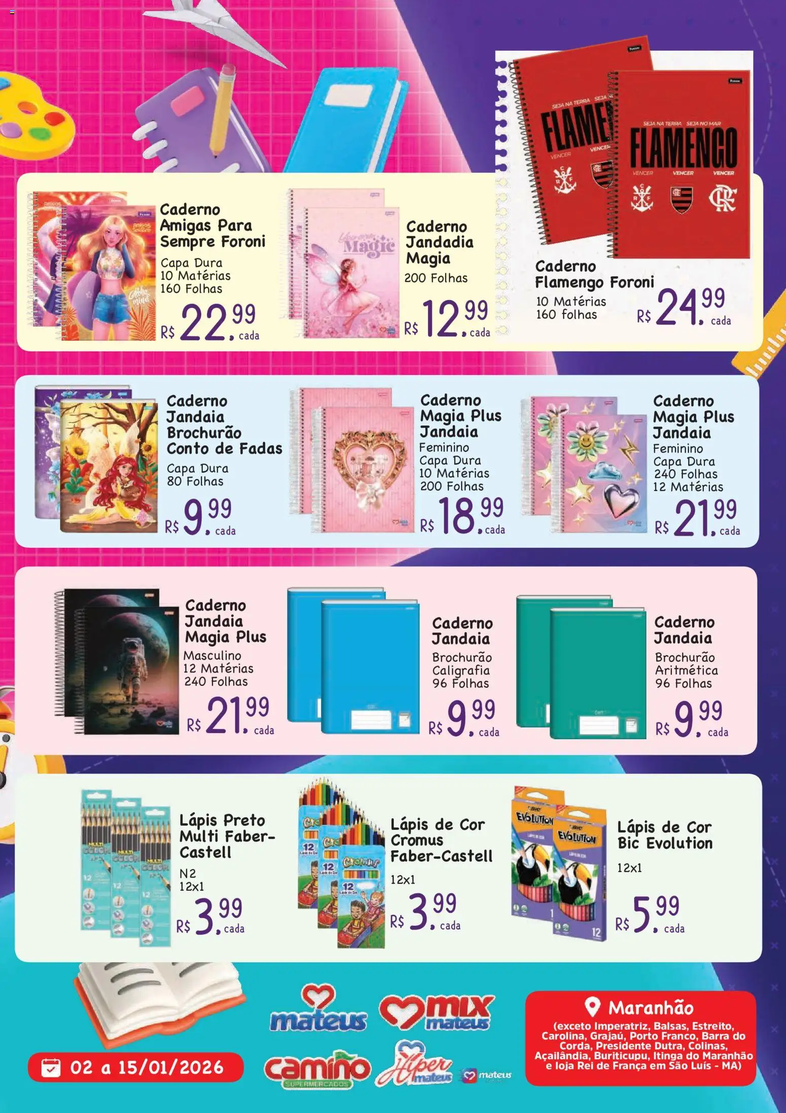 Mateus Folheto - válido de 02.01.2026 | Página: 2 | Produtos: Lápis, Lápis de cor, Caderno