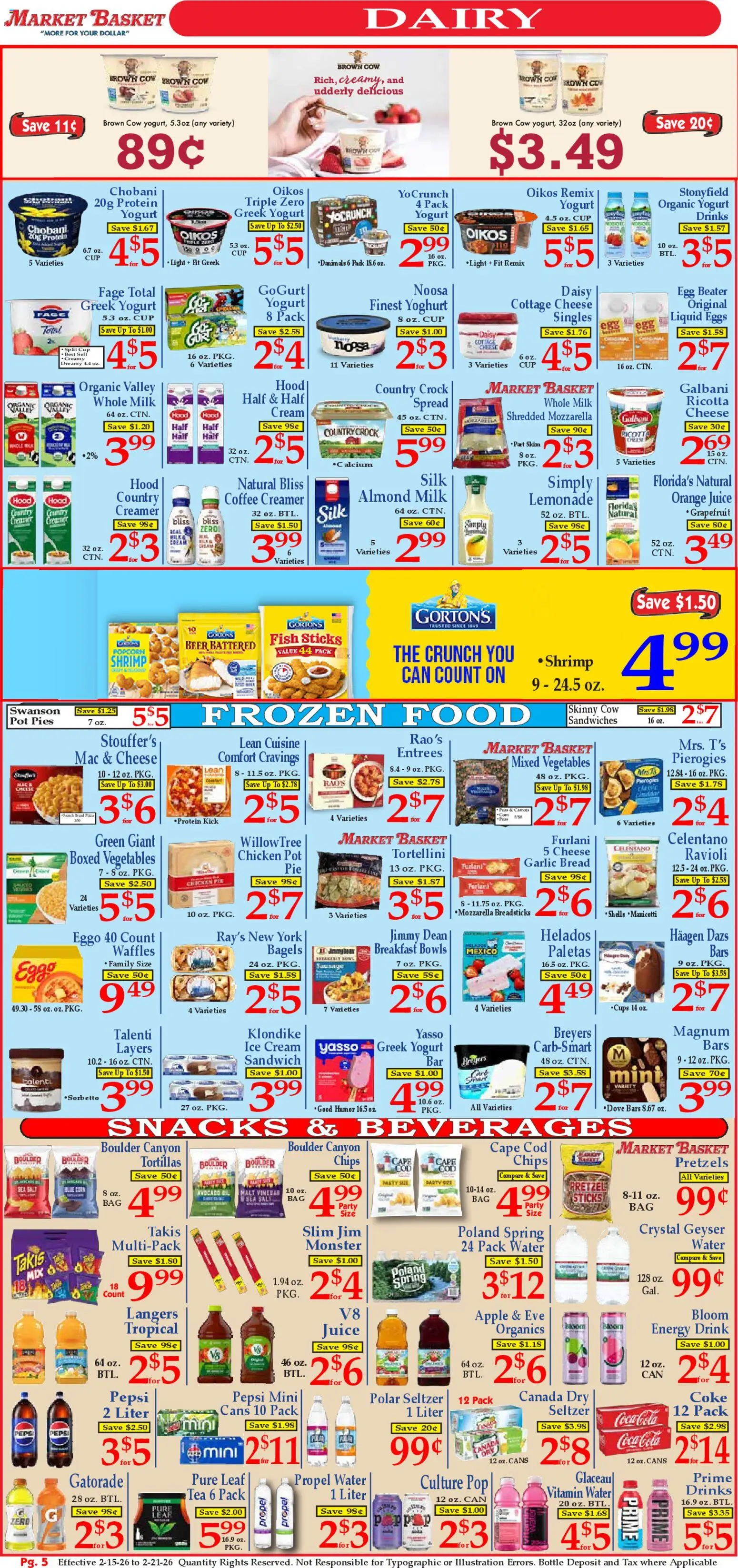 Market Basket Ad - valid from 15.02.2026 | Page: 5 | Products: Cheese, Yogurt, Oil, Fish