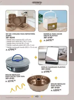 Nuevas ofertas de Andrea válidas en toda la República Mexicana desde el 24.08.2025. ¡Encuentra las mejores ofertas en Andrea - Catálogo Fiestas y Celebraciones! | Página: 43 | Productos: Bandeja, Pastel, Disco, Espejo