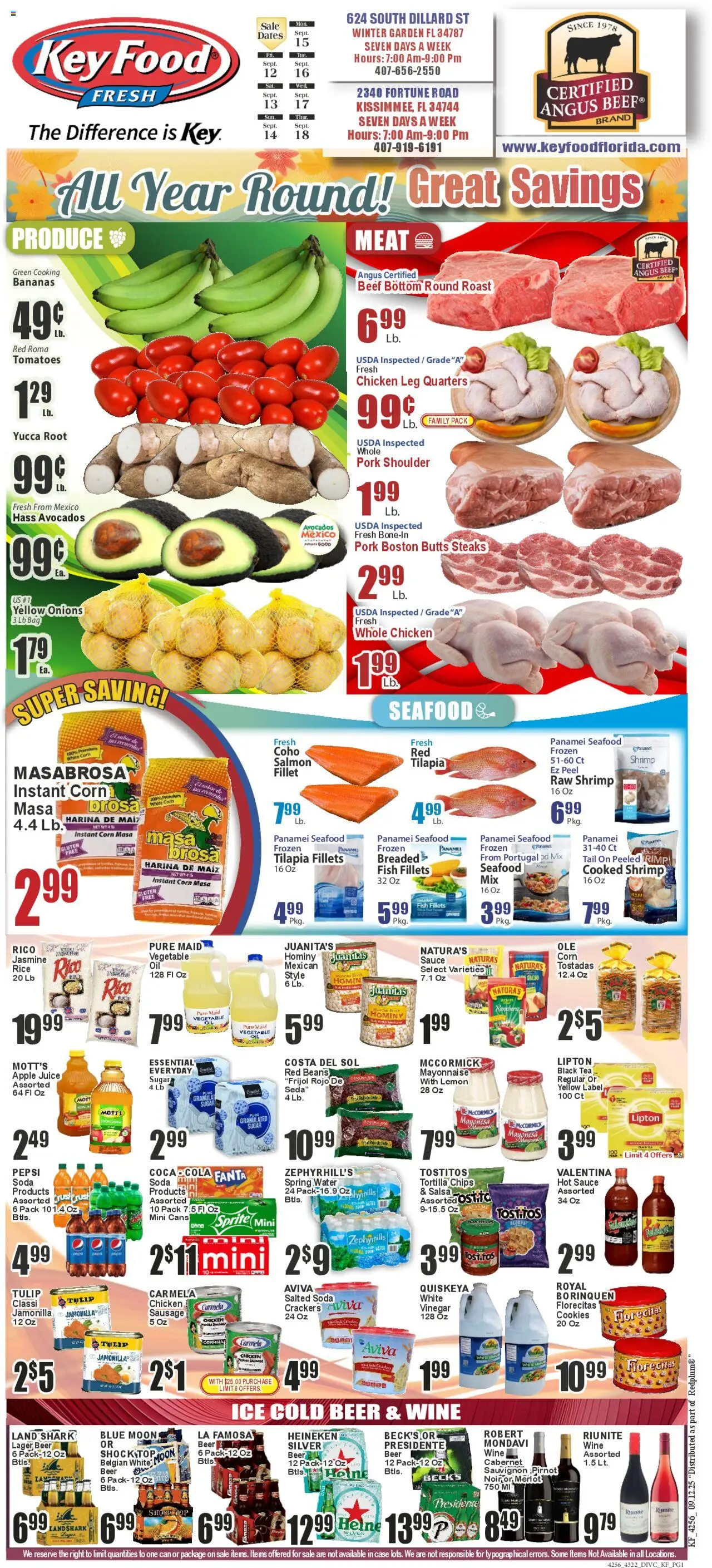 Key Food Weekly Ad - valid from 12.09.2025 | Page: 1 | Products: Vinegar, Wine, Seafood, Case
