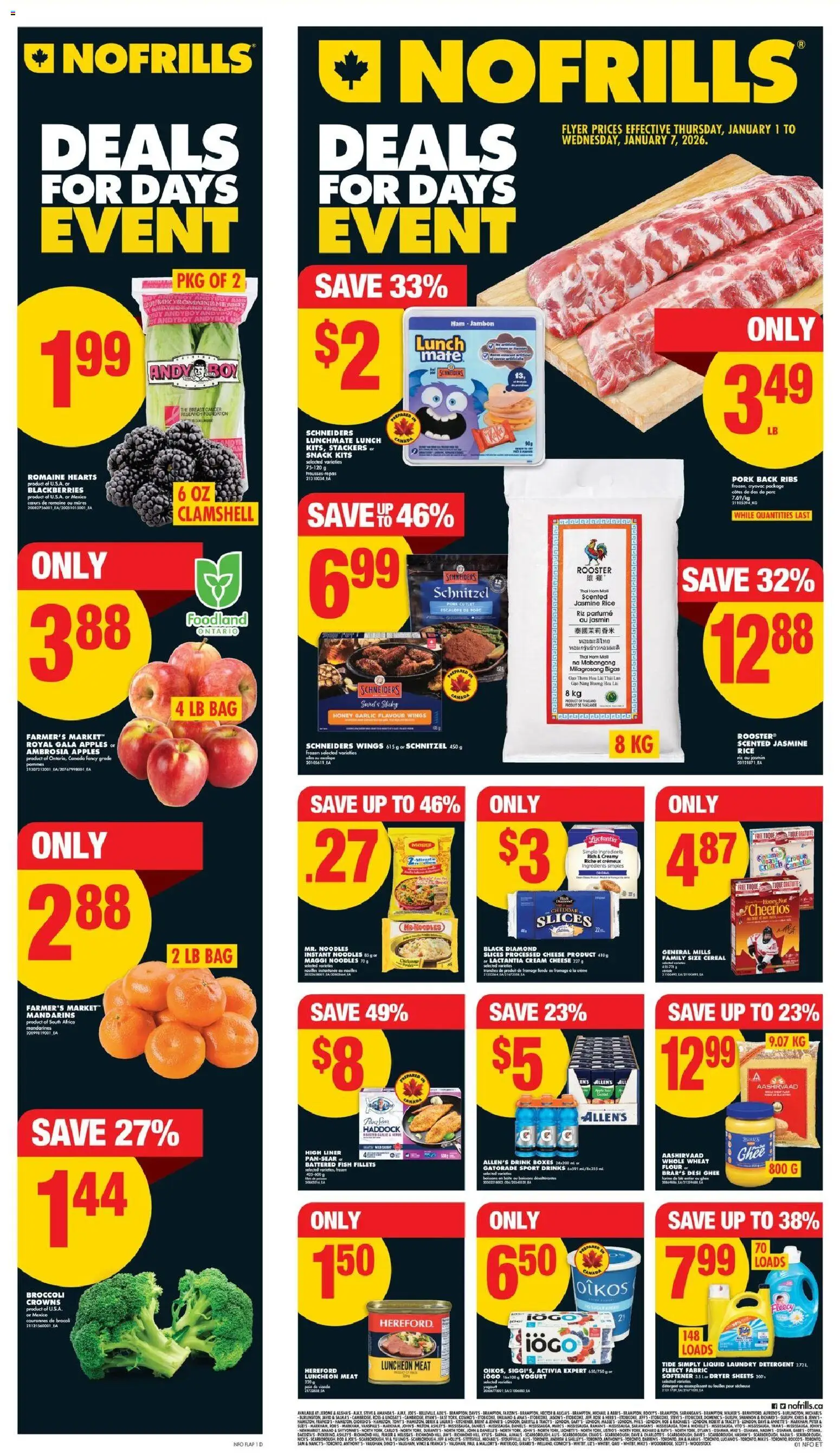 No Frills flyer valid from 01.01.2026 | Page: 1 | Products: Chips, Cream, Bag, Apples