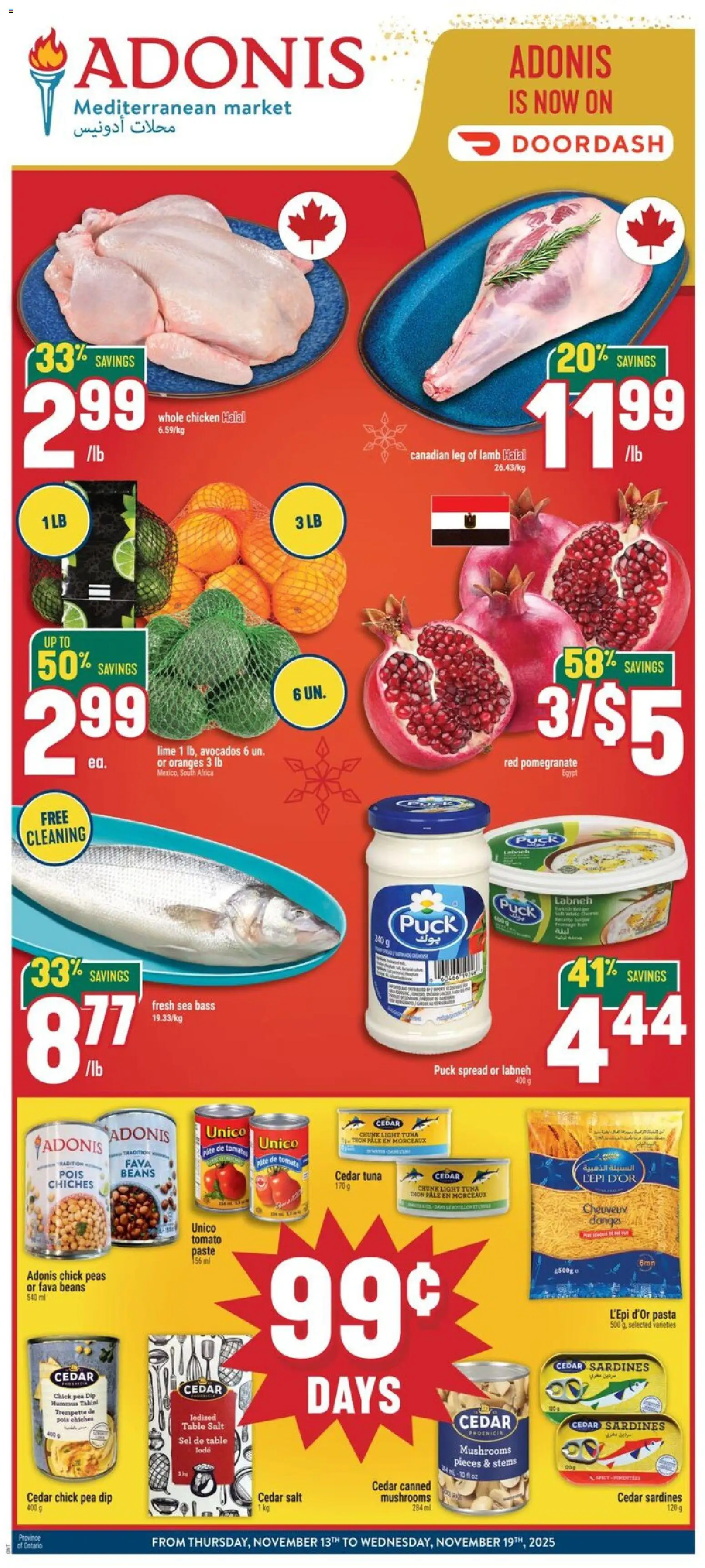 Adonis flyer valid from 13.11.2025 | Page: 1 | Products: Pasta, Cheese, Chicken, Oranges