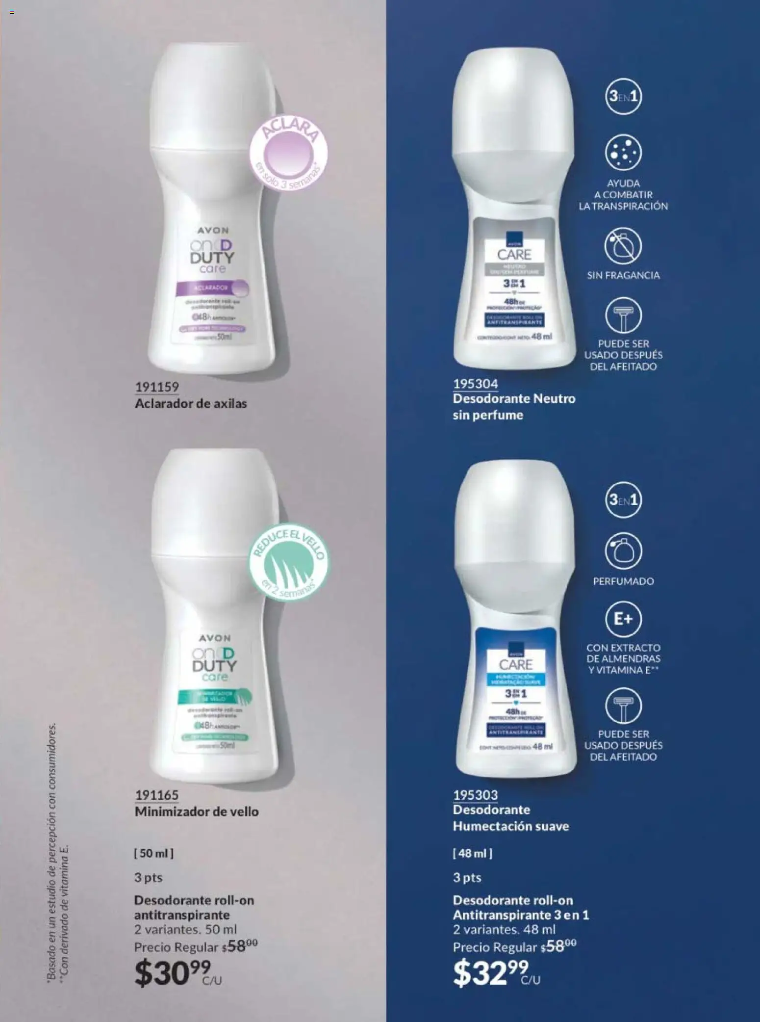 Nuevas ofertas de AVON válidas en toda la República Mexicana desde el 07.11.2025. ¡Encuentra las mejores ofertas en AVON campaña 17 2025! | Página: 191 | Productos: Desodorante, Antitranspirante, Almendras, Perfume