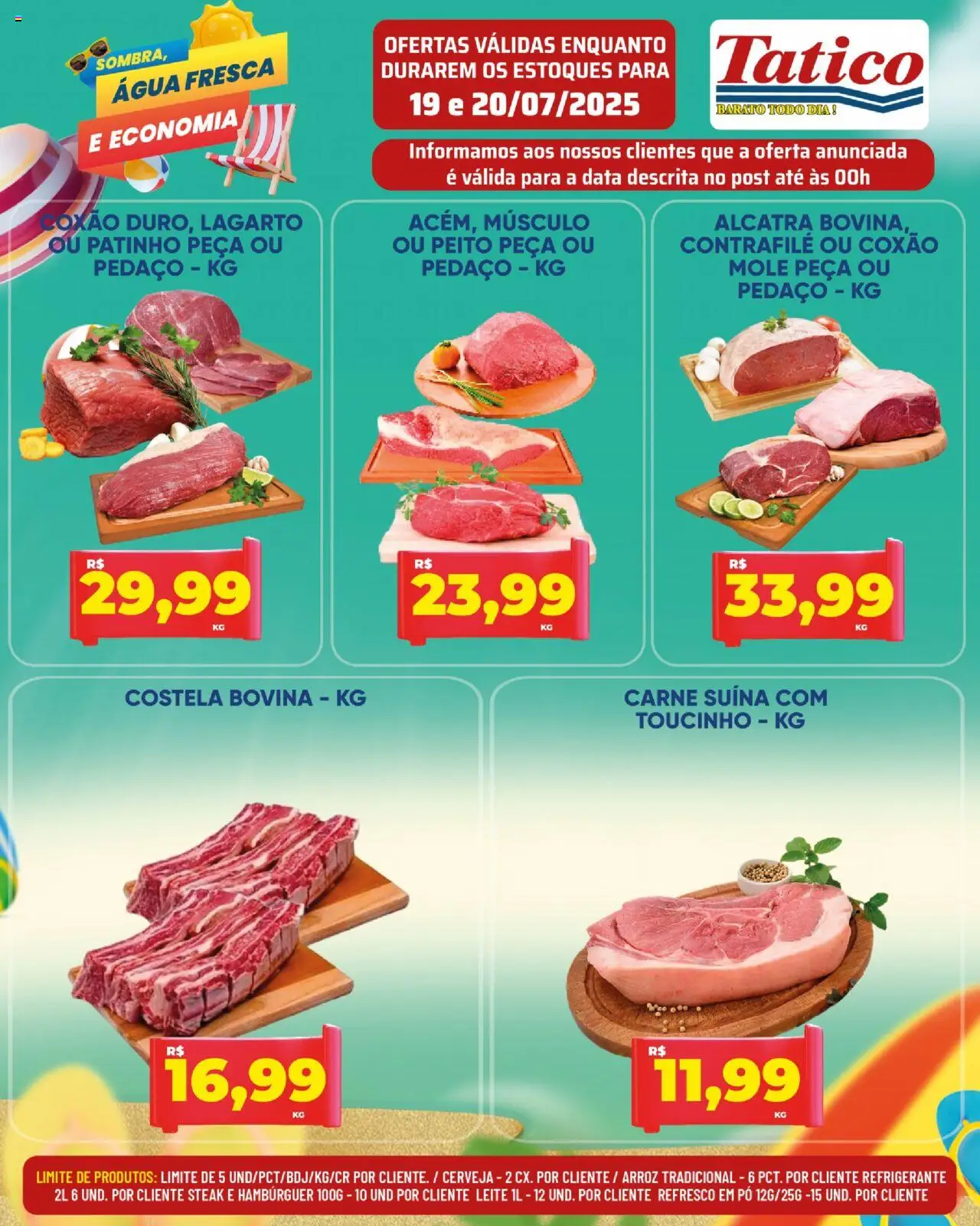 Tatico Folheto - válido de 19.07.2025 | Página: 12 | Produtos: Alcatra, Cerveja, Arroz, Refrigerante