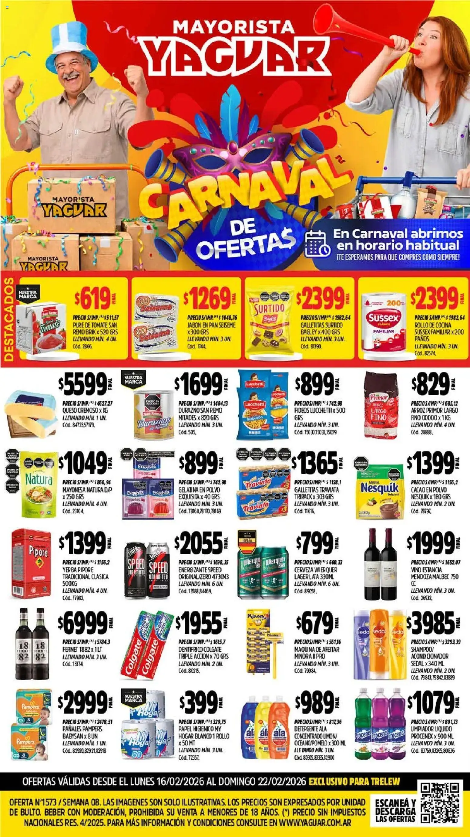 Yaguar - Oferta Semanal Trelew │ válido desde el 16.02.2026 | Página: 1 | Productos: Maquina de afeitar, Gelatina, Pan, Fideos