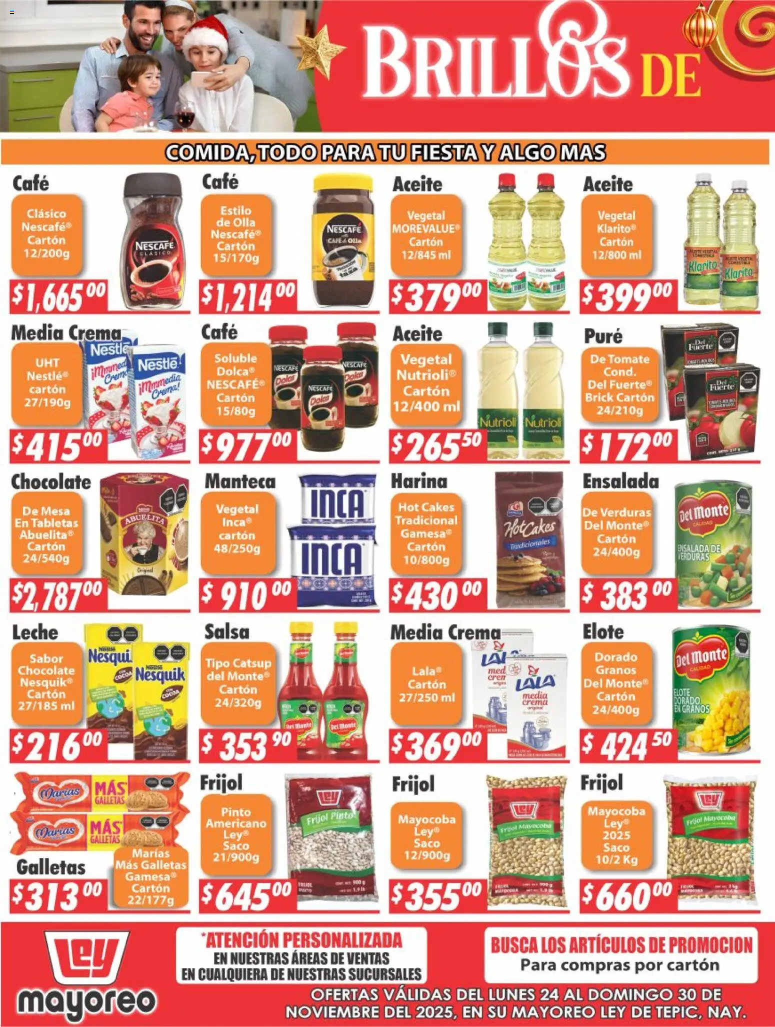 Nuevas ofertas de Casa Ley válidas en toda la República Mexicana desde el 24.11.2025. ¡Encuentra las mejores ofertas en Casa Ley folleto Tepic! | Página: 3 | Productos: Crema, Aceite, Chocolate, Mesa