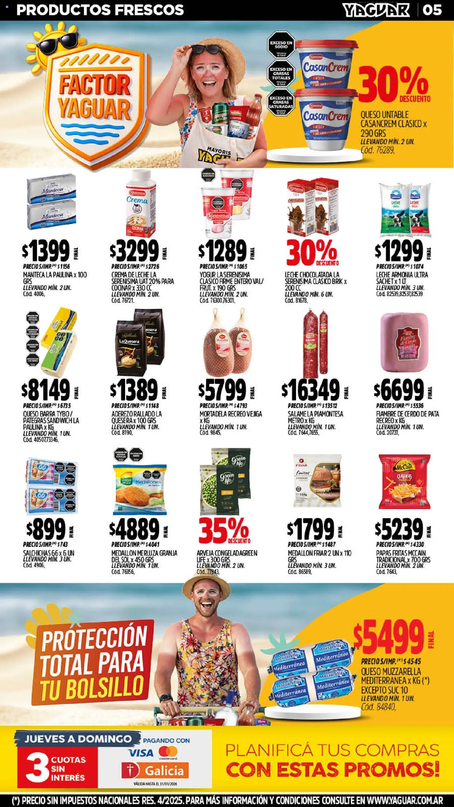 Yaguar - Oferta Semanal Santa Fé │ válido desde el 19.01.2026 | Página: 5 | Productos: Arveja, Leche, Yogur, Papas fritas