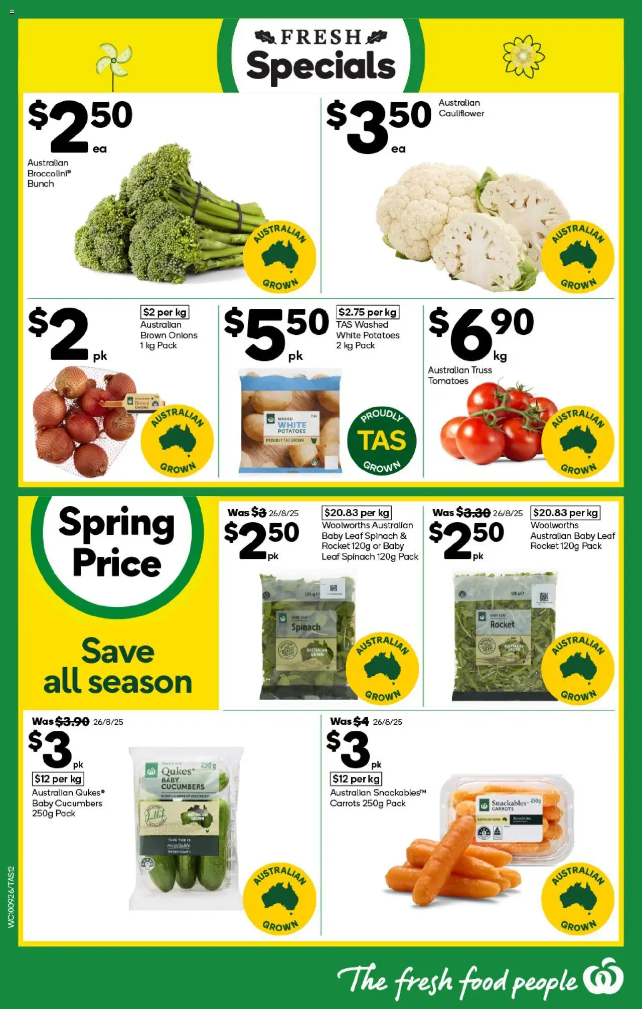 Woolworths catalogue - valid from 10.09.2025 | Page: 12 | Products: Cucumbers, Rocket, Onions, Cauliflower