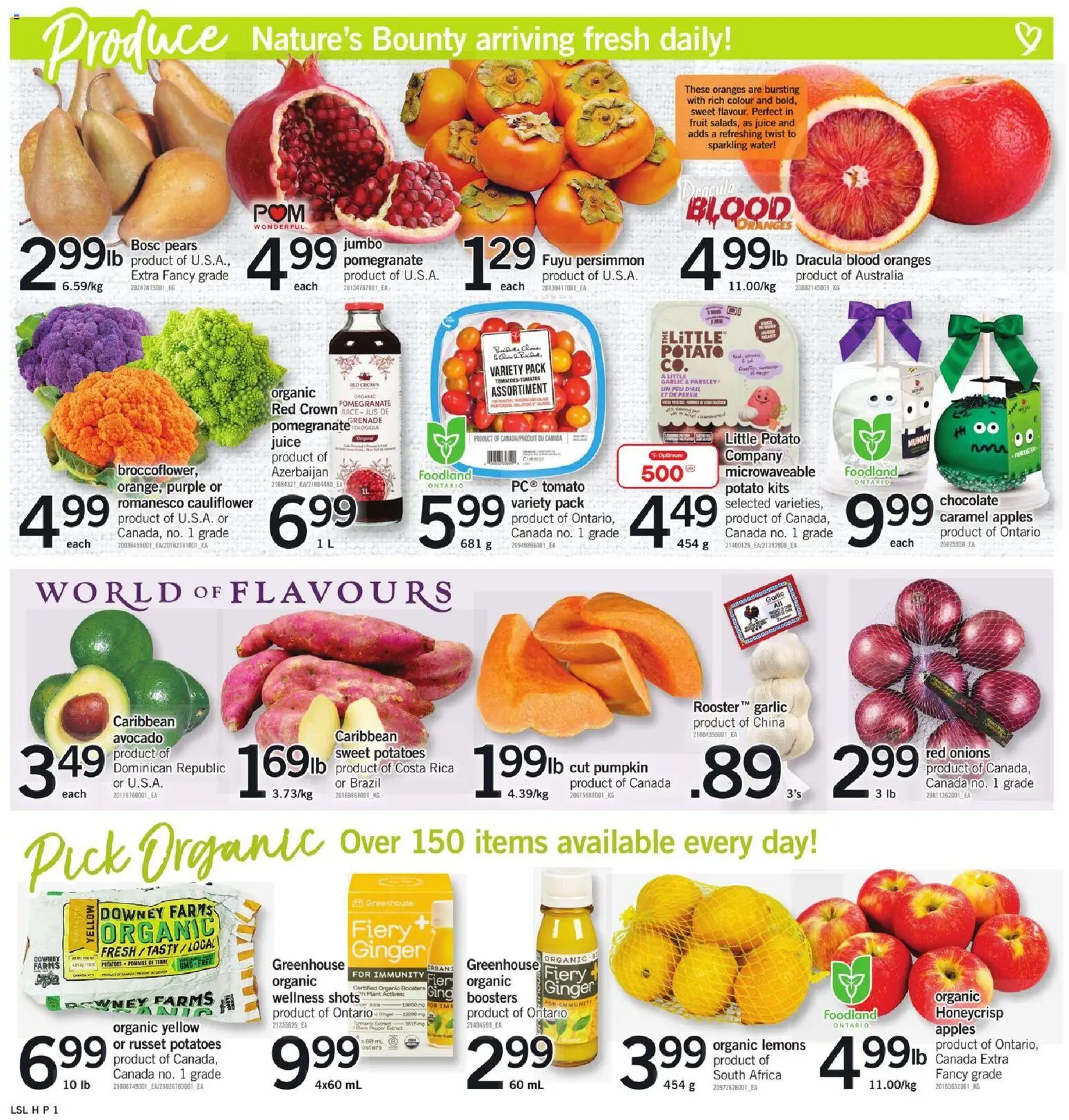 Loblaws flyer valid from 23.10.2025 | Page: 3 | Products: Potatoes, Chocolate, Juice, Apples