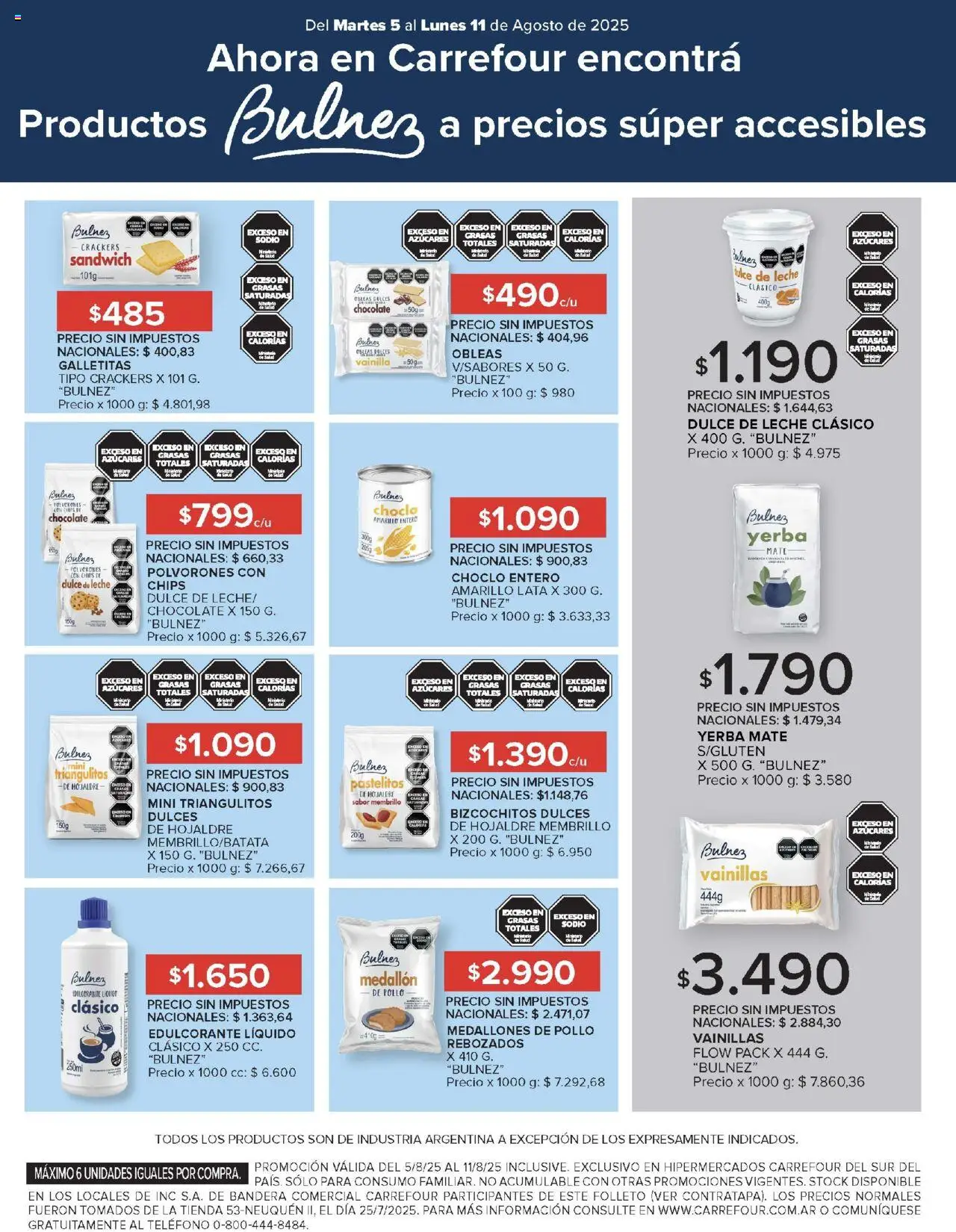 Carrefour ofertas - Río Negro │ válido desde el 05.08.2025 | Página: 12 | Productos: Pollo, Choclo, Dulce de leche, Leche