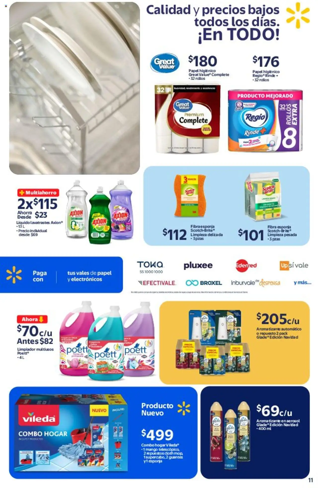 Nuevas ofertas de Walmart válidas en toda la República Mexicana desde el 14.10.2025. ¡Encuentra las mejores ofertas en Walmart - Folleto! | Página: 11 | Productos: Guantes, Mango, Papel higiénico, Despensa