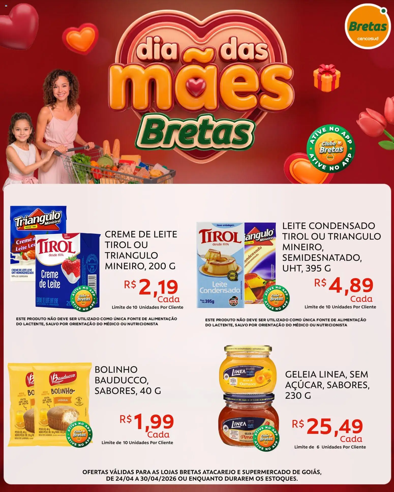 Bretas Folheto - válido de 24.04.2026 | Página: 3 | Produtos: Suco, Bolo, Creme, Creme de leite
