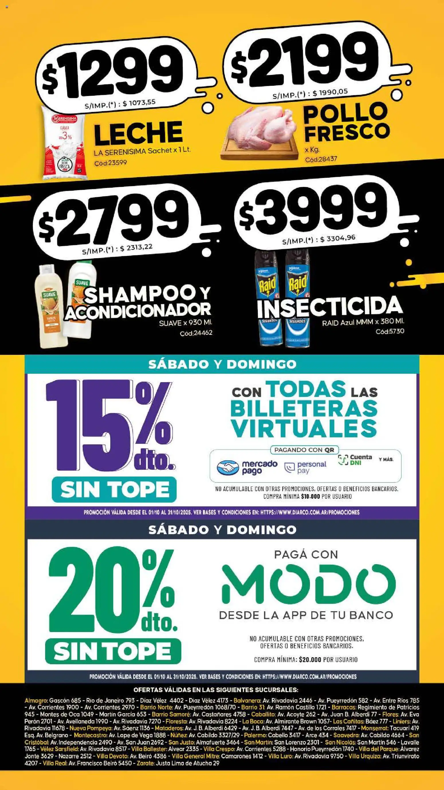 Diarco - Especial Precios Bajos │ válido desde el 27.10.2025 | Página: 2 | Productos: Banco, Pollo, General, Leche