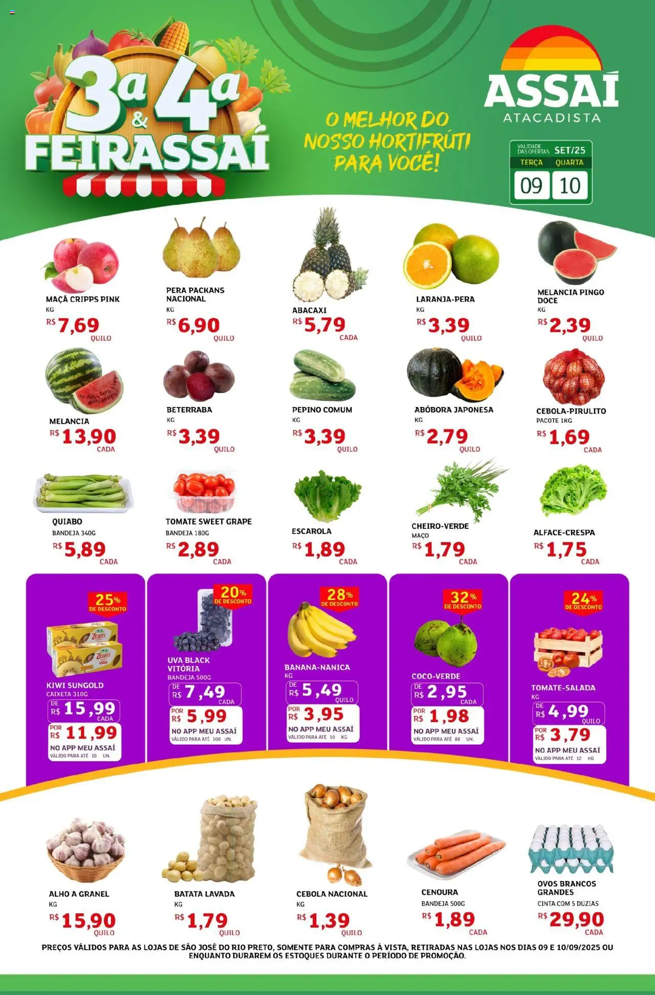 Assaí Atacadista Folheto - válido de 09.09.2025 | Página: 1 | Produtos: Alho, Ovos, Abacaxi, Cenoura