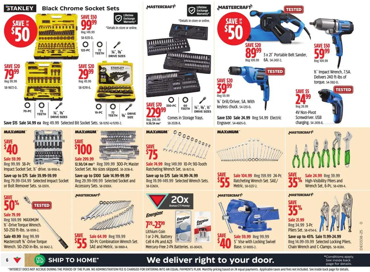 Canadian Tire flyer valid from 12.09.2025 | Page: 12 | Products: Belt, Socket, Battery