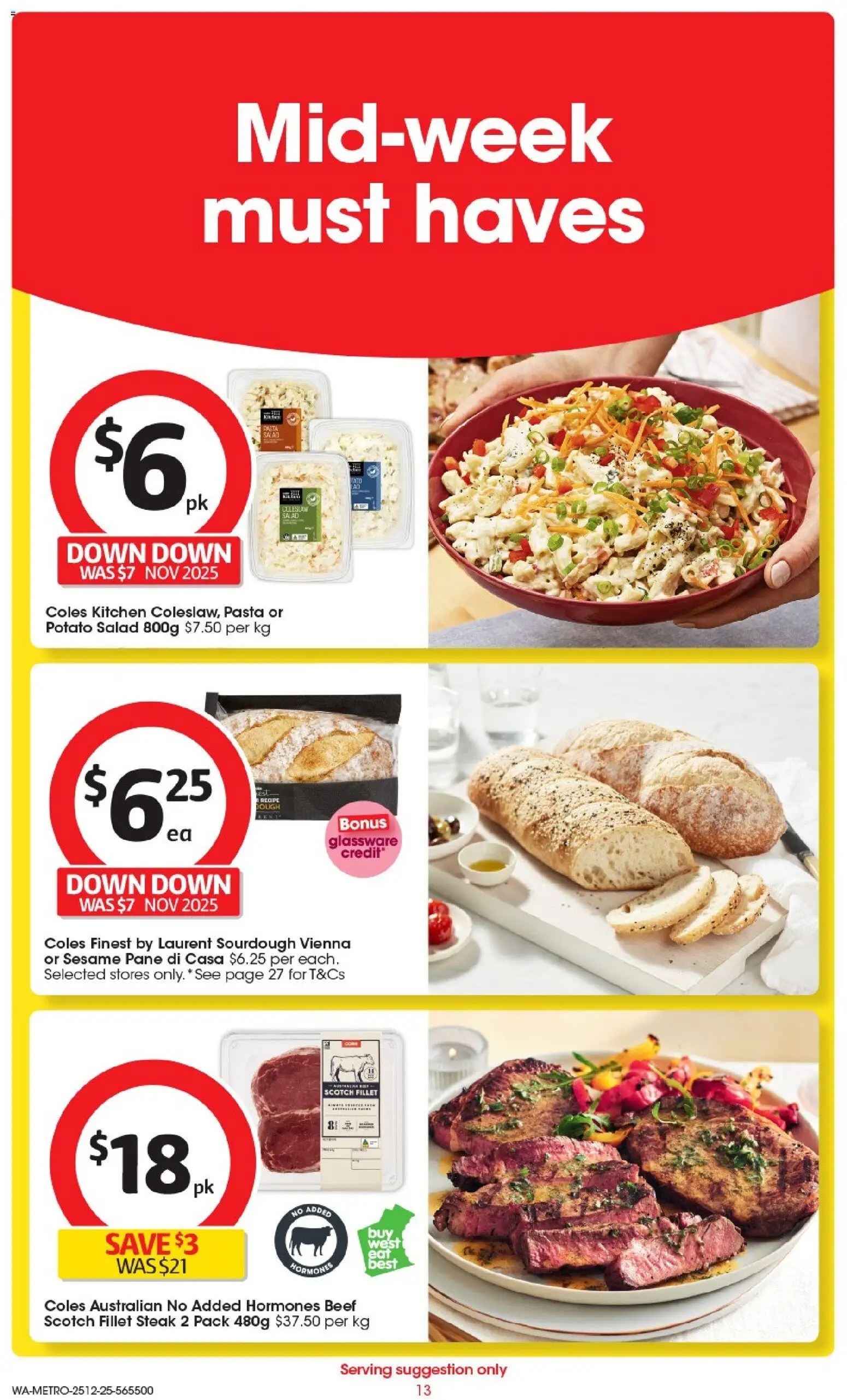 Coles catalogue - valid from 25.12.2025 | Page: 14 | Products: Glassware, Beef, Steak, Scotch