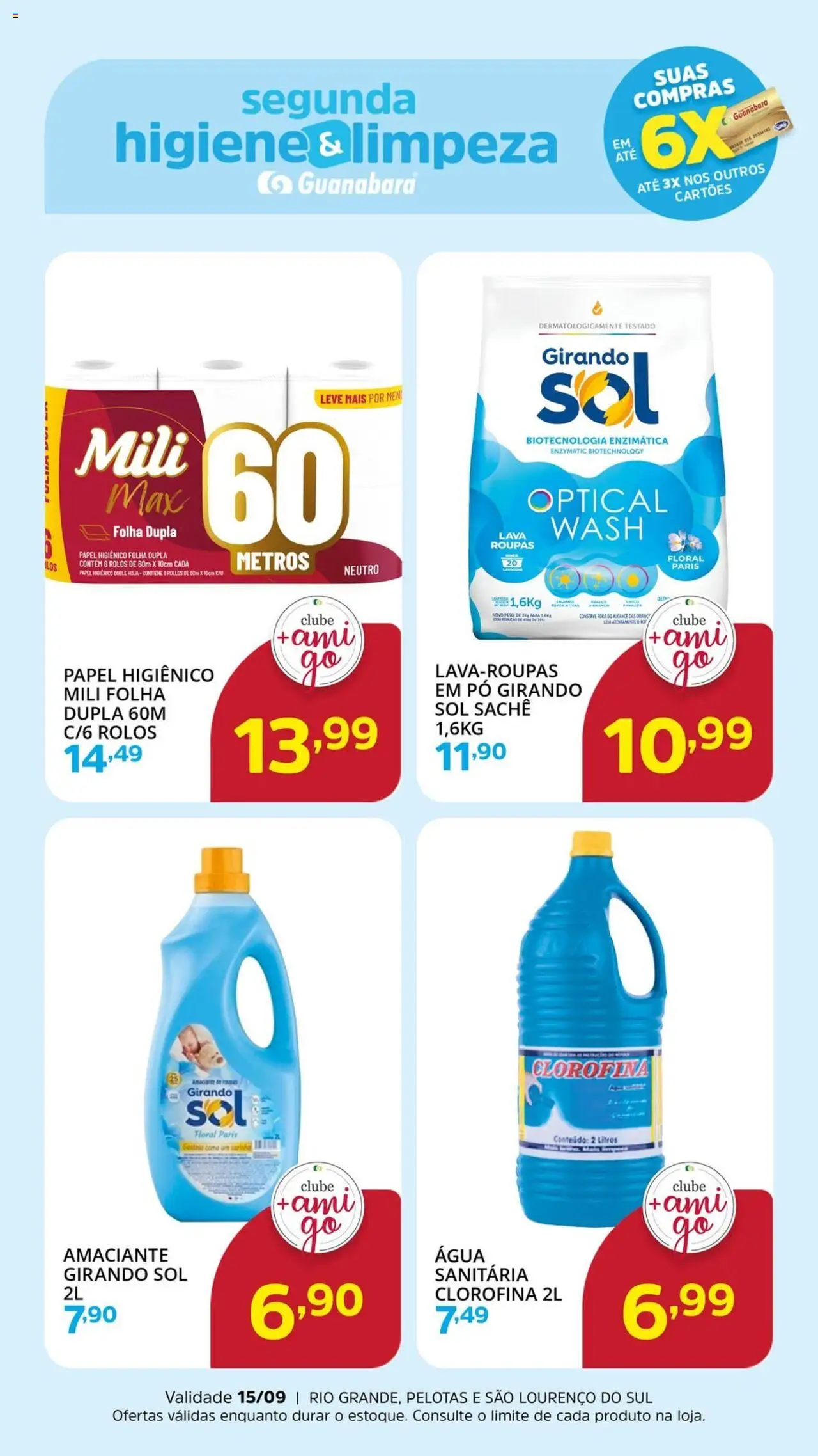 Supermercado Guanabara Folheto - válido de 15.09.2025 | Página: 2 | Produtos: Pó, Roupas, Papel higiênico, Amaciante