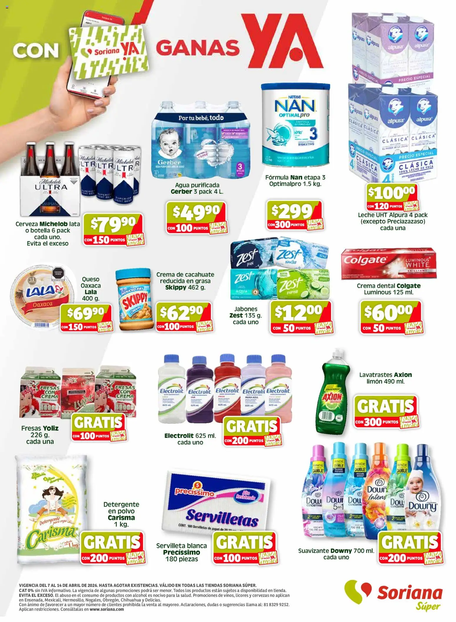 Nuevas ofertas de Soriana válidas en toda la República Mexicana desde el 09.04.2026. ¡Encuentra las mejores ofertas en Soriana En México apoyamos con todo - Súper! | Página: 8 | Productos: Detergente, Cacahuate, Leche, Fresas