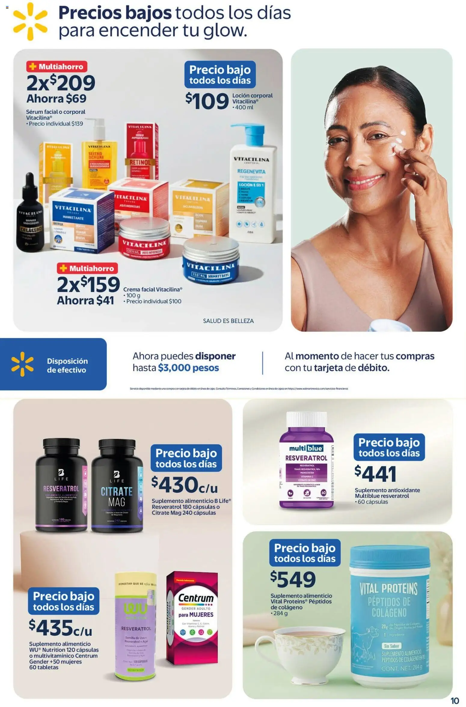 Nuevas ofertas de Walmart válidas en toda la República Mexicana desde el 27.03.2026. ¡Encuentra las mejores ofertas en  Walmart folleto Belleza natural a precios bajos! | Página: 10 | Productos: Serum, Crema, Loción, Uva