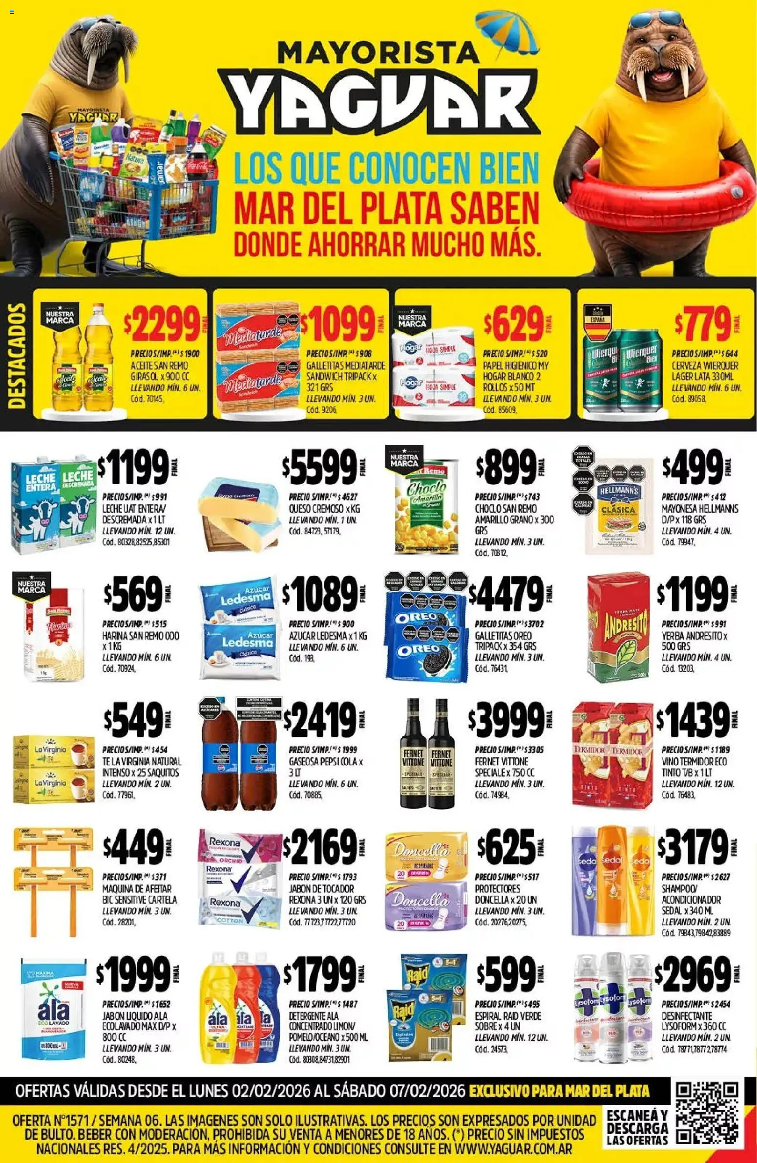 Yaguar - Oferta Semanal Mar del Plata │ válido desde el 02.02.2026 | Página: 1 | Productos: Desinfectante, Azucar, Leche, Cerveza