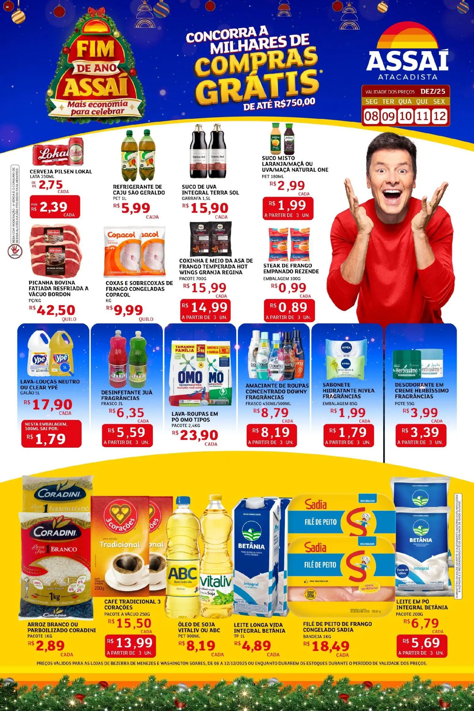 Assaí Atacadista Folheto - válido de 08.12.2025 | Página: 1 | Produtos: Caju, Amaciante de roupas, Frango, Leite em pó