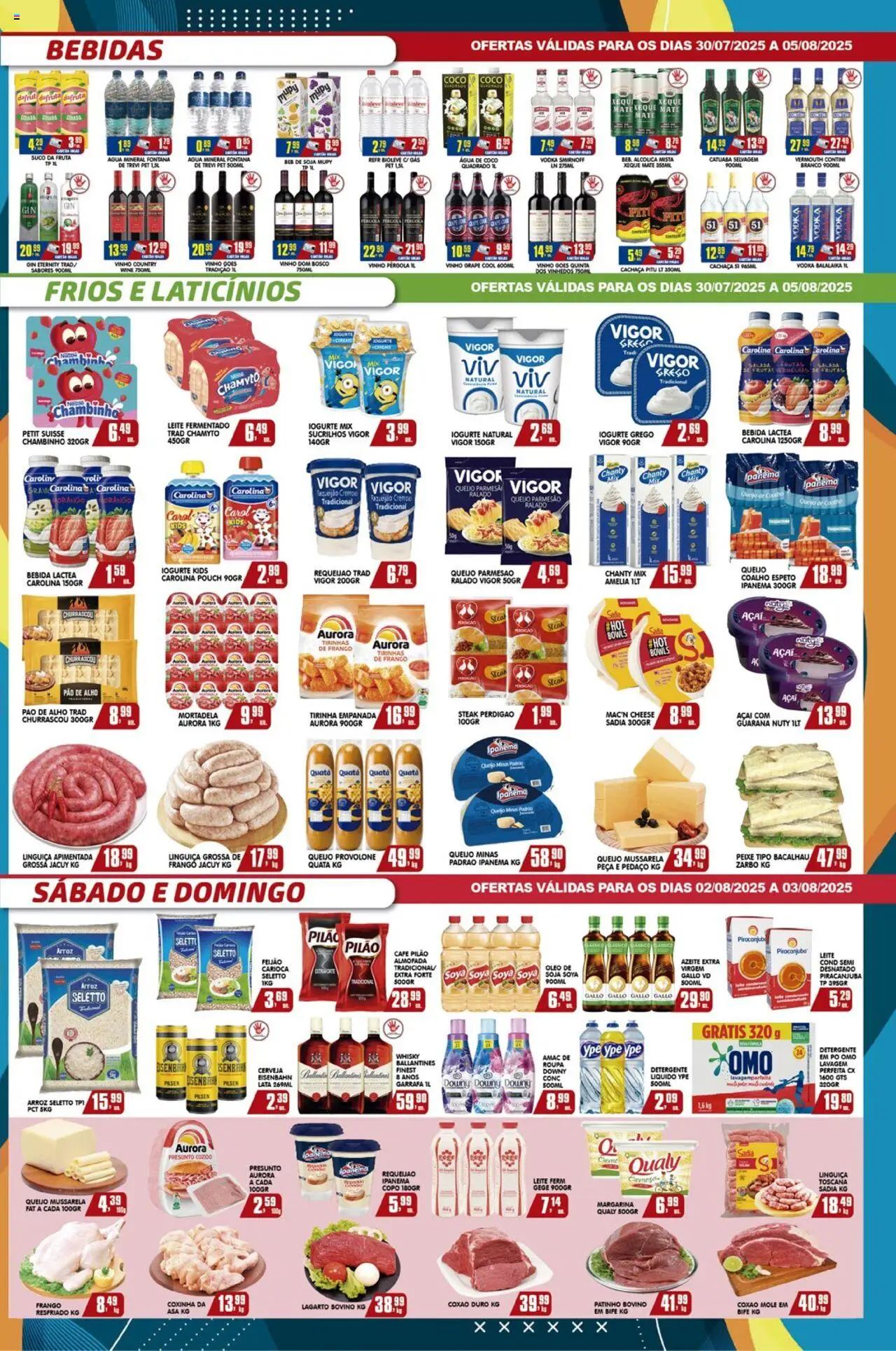 Higa's Supermercado Folheto - válido de 30.07.2025 | Página: 3 | Produtos: Detergente, Queijo, Café pilão, Gin eternity