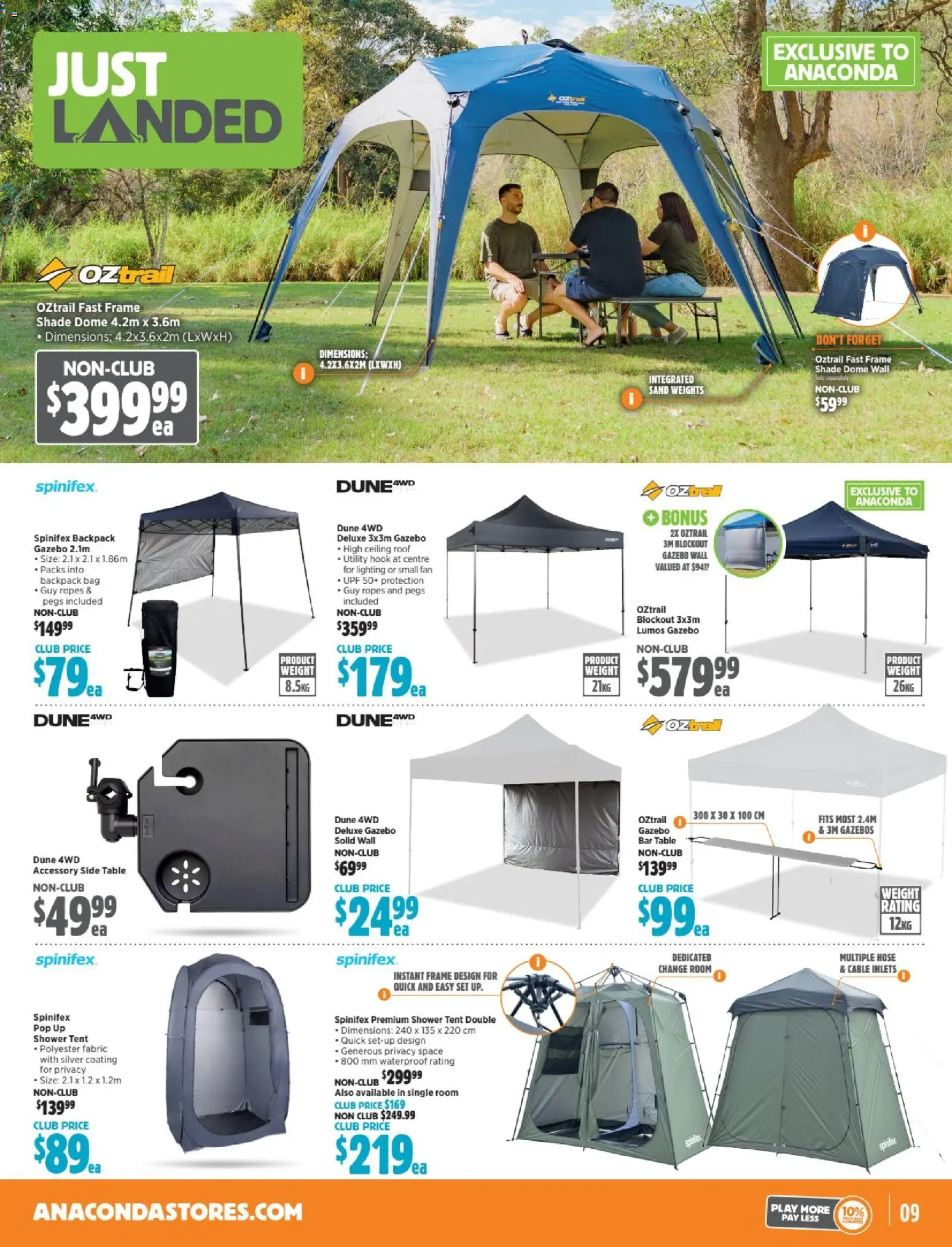 Anaconda catalogue - valid from 27.10.2025 | Page: 9 | Products: Table, Shower, Gazebo, Weight