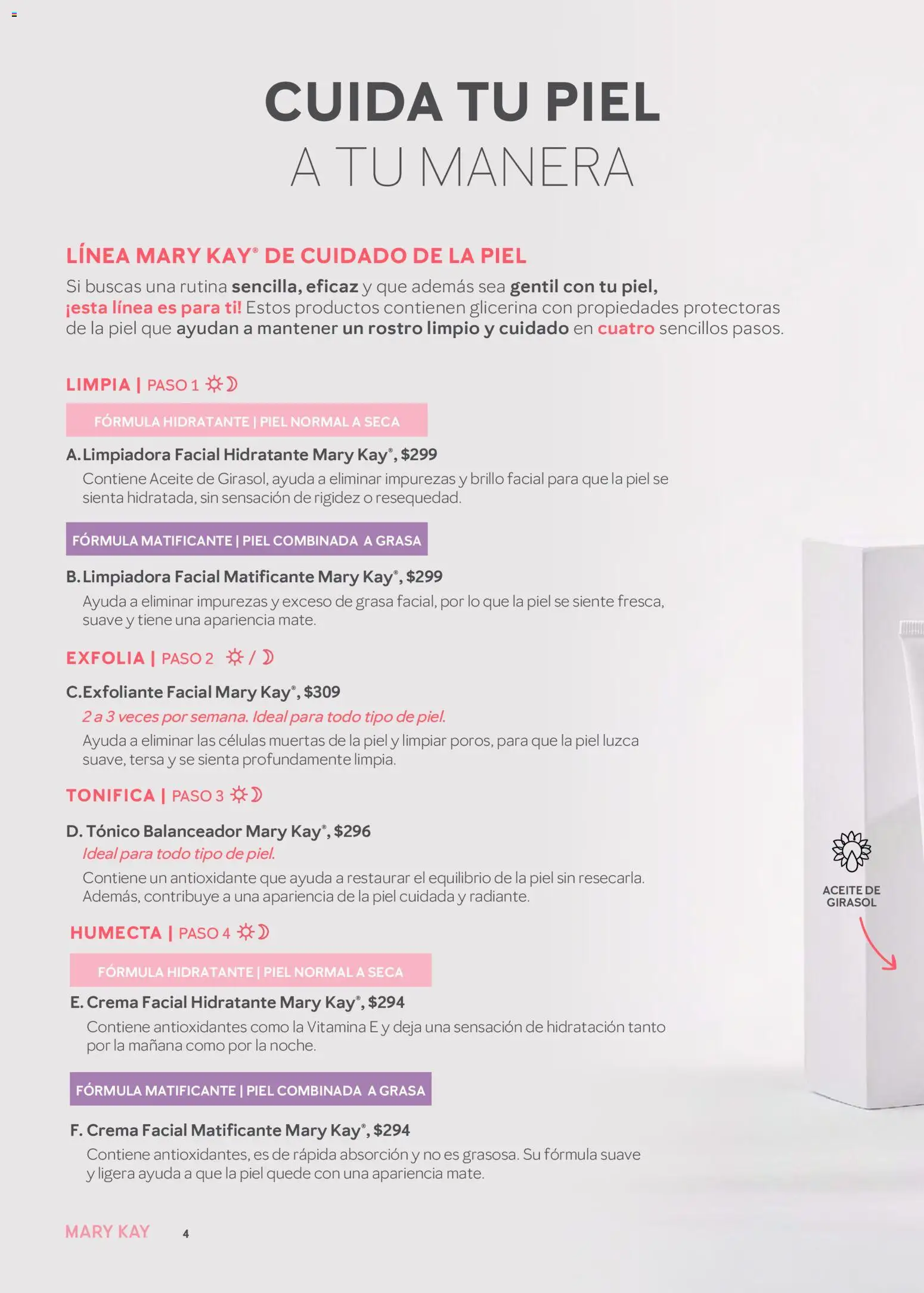 Nuevas ofertas de Mary Kay válidas en toda la República Mexicana desde el 01.01.2026. ¡Encuentra las mejores ofertas en Mary Kay catálogo! | Página: 4 | Productos: Crema, Exfoliante facial, Brillo, Toner