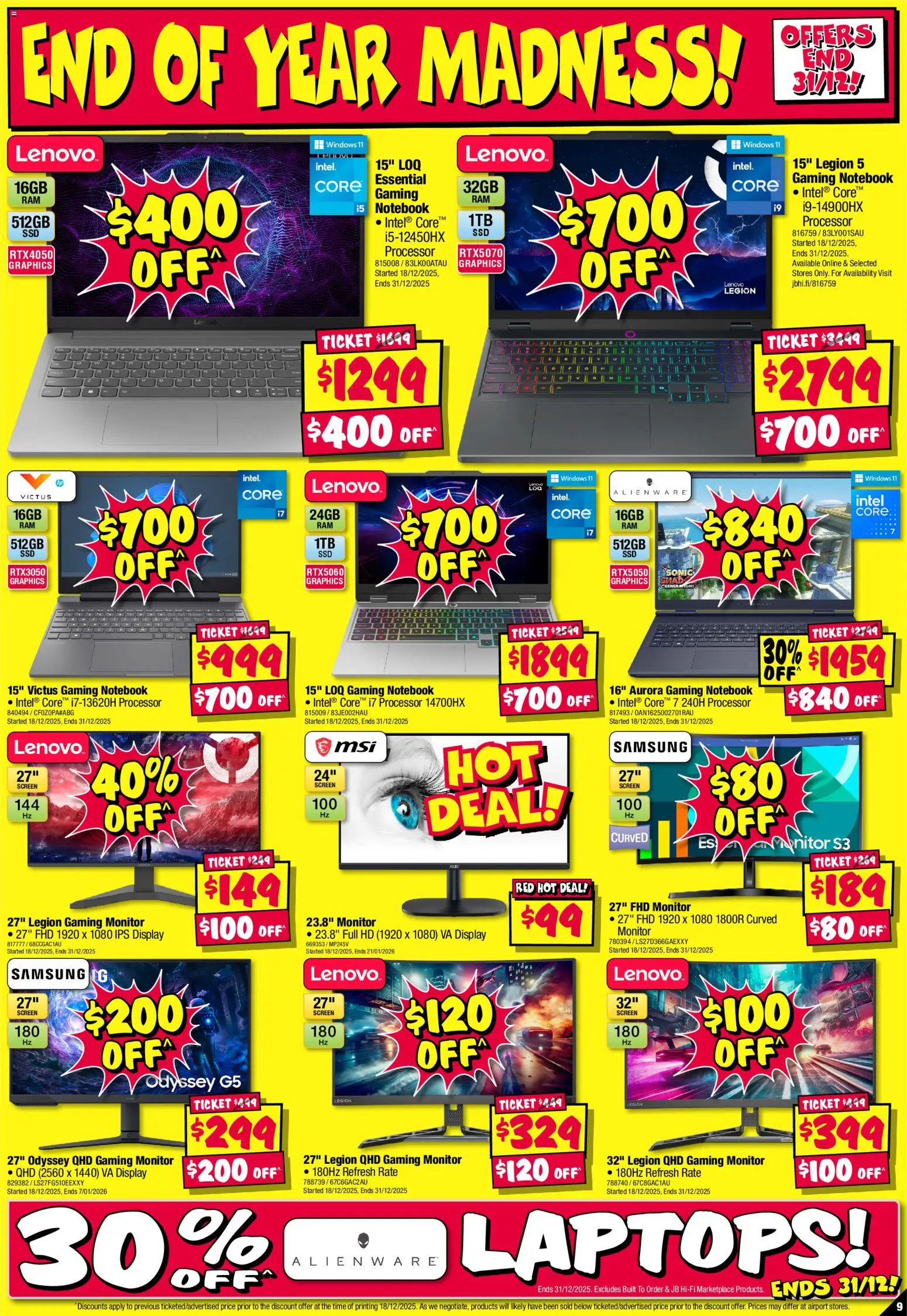JB Hi-Fi catalogue - valid from 26.12.2025 | Page: 9 | Products: Notebook, Monitor, Screen