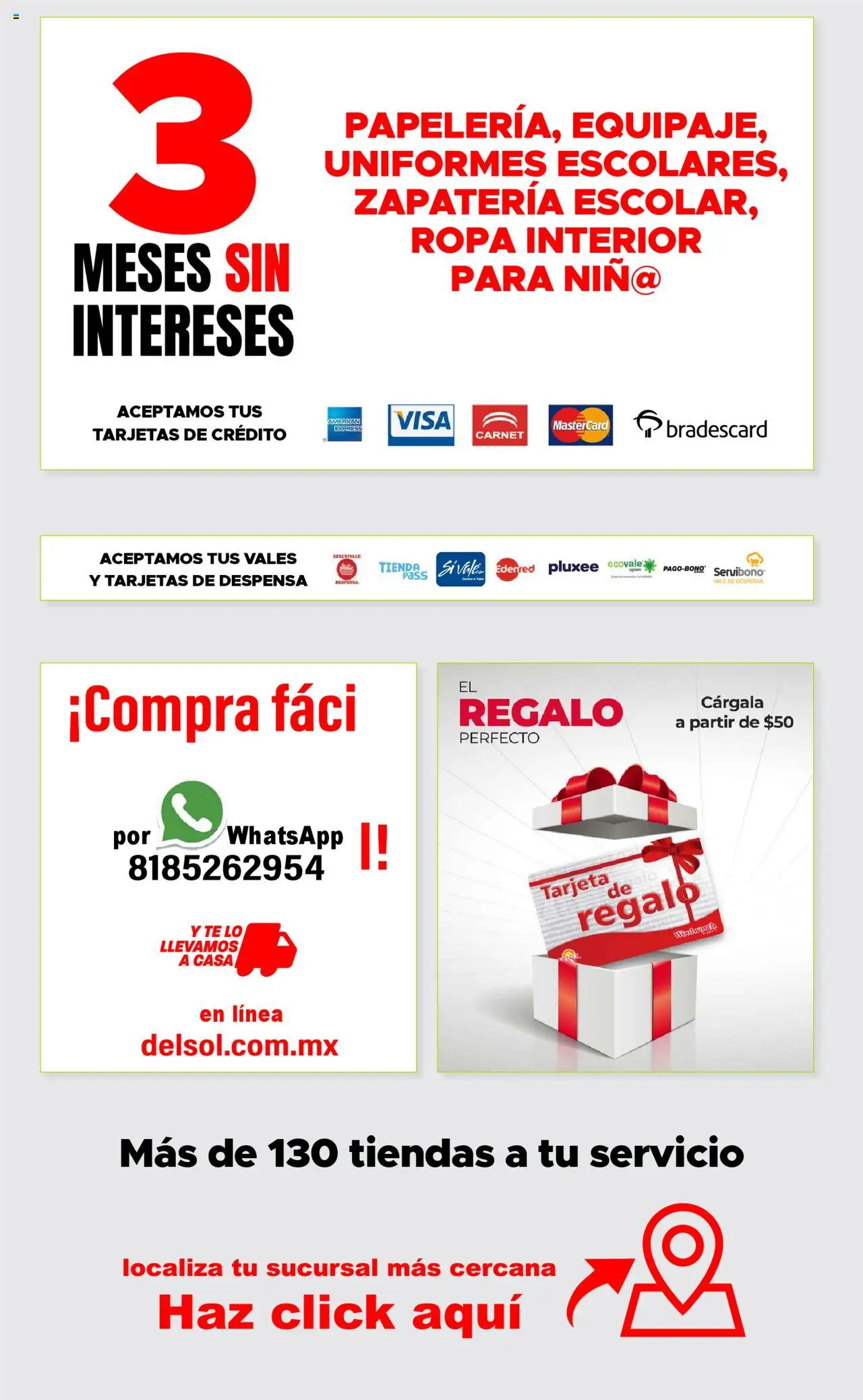 Nuevas ofertas de Del Sol y Woolworth válidas en toda la República Mexicana desde el 31.07.2025. ¡Encuentra las mejores ofertas en Del Sol y Woolworth - Catálogo Bueno, Bonito y Baratón! | Página: 24 | Productos: Ropa, Ropa interior, Despensa, Té