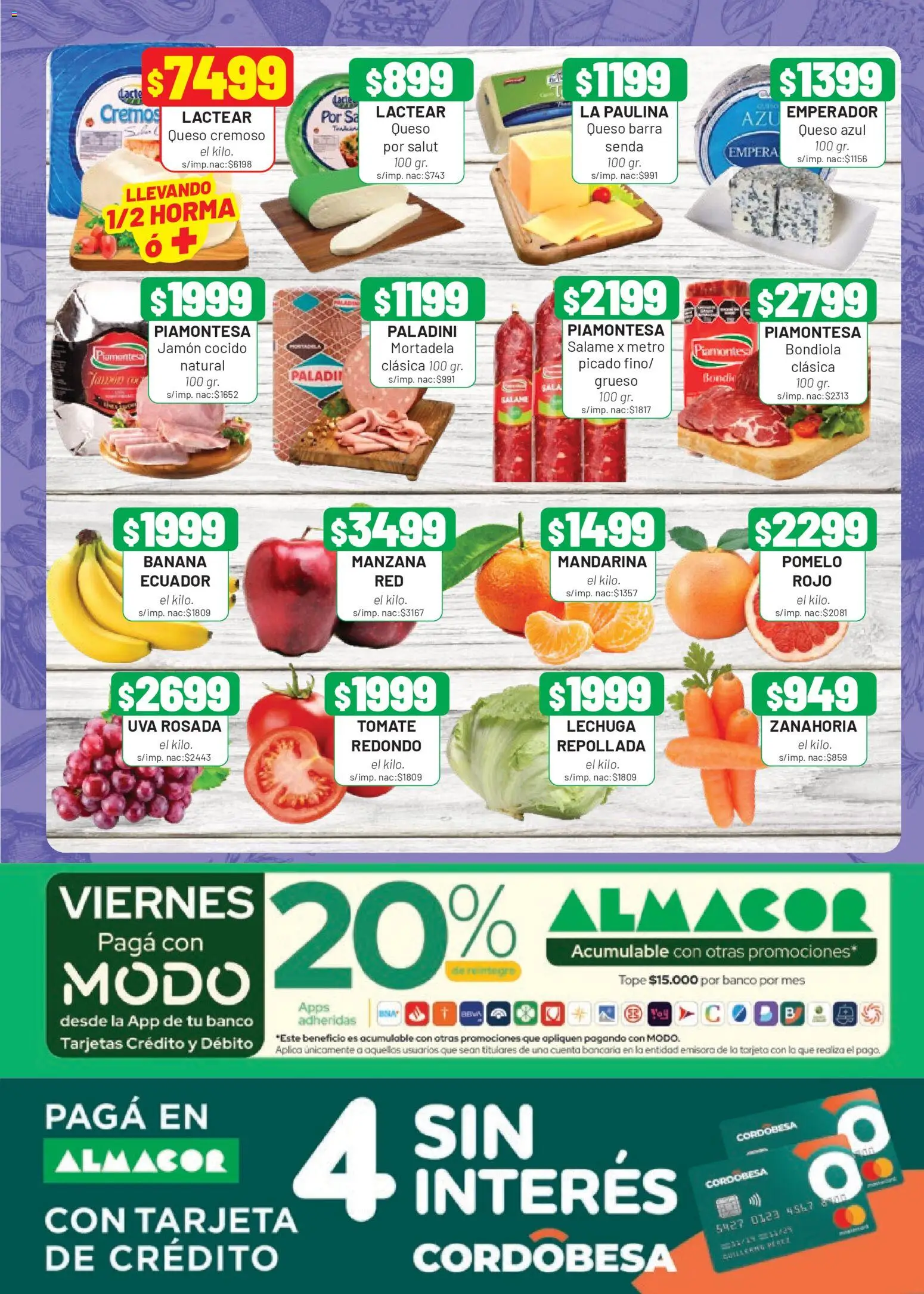 Almacor catálogo │ válido desde el 26.03.2026 | Página: 3 | Productos: Banana, Mortadela, Manzana, Uva