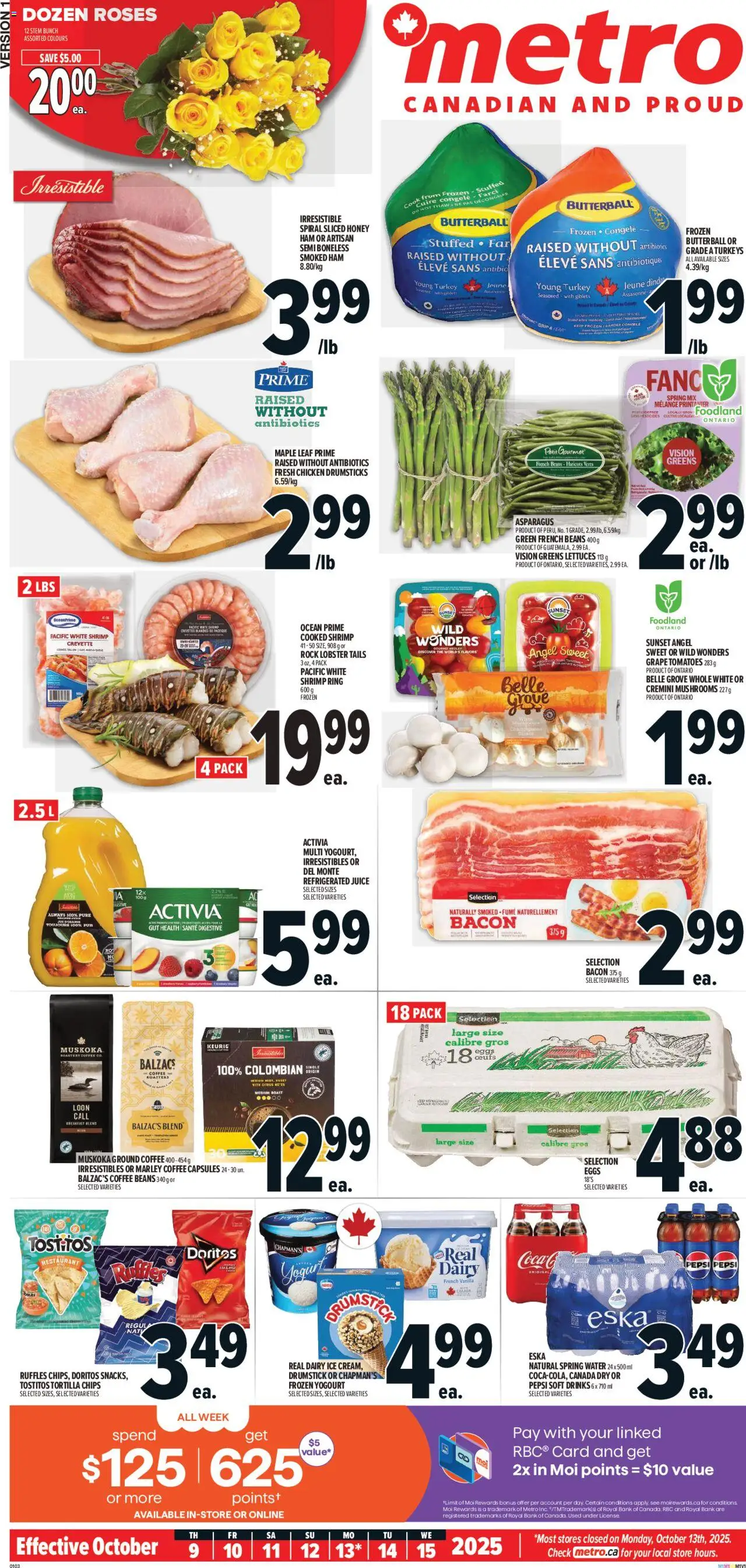 Metro flyer valid from 09.10.2025 | Page: 2 | Products: Yogurt, Coffee, Ham, Chicken