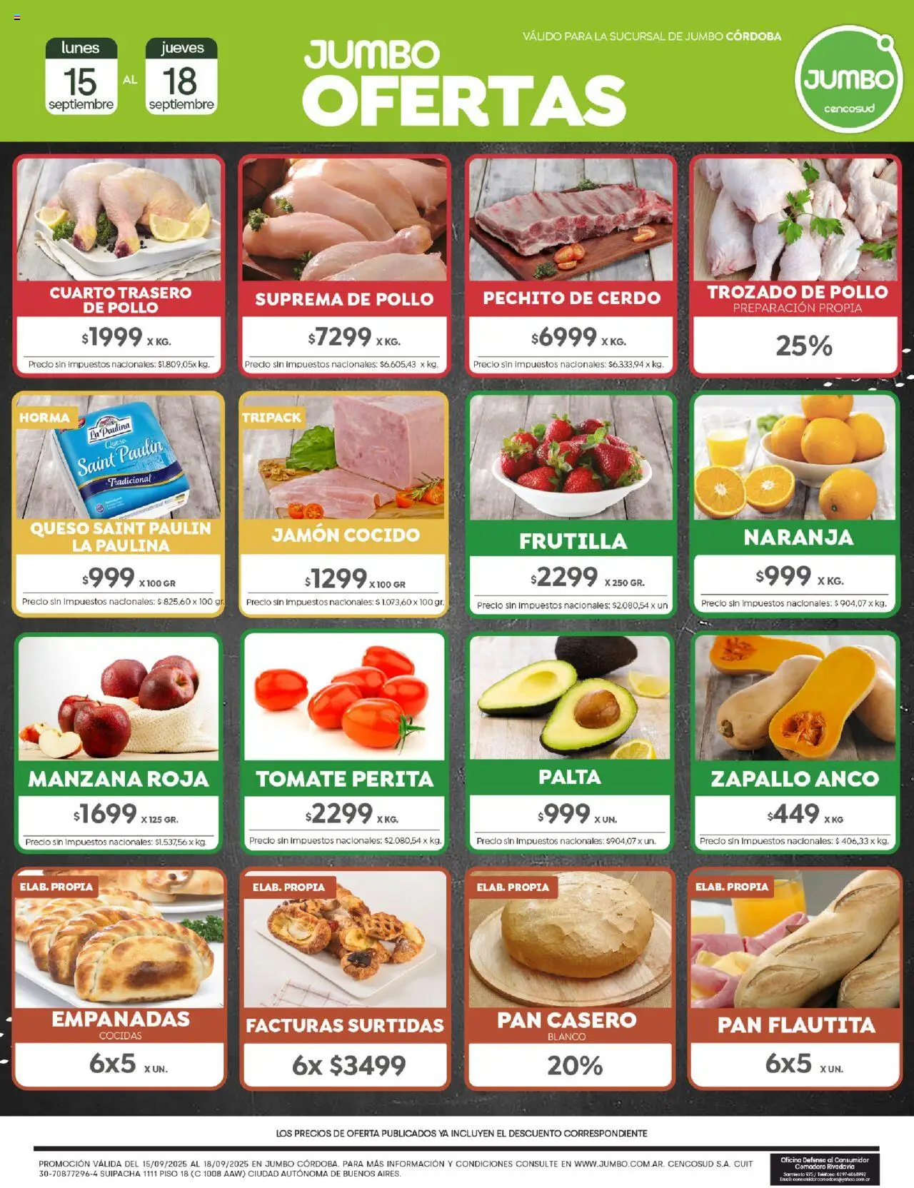 Jumbo - Oferta | Córdoba │ válido desde el 15.09.2025 | Página: 1 | Productos: Frutilla, Manzana, Palta, Pan