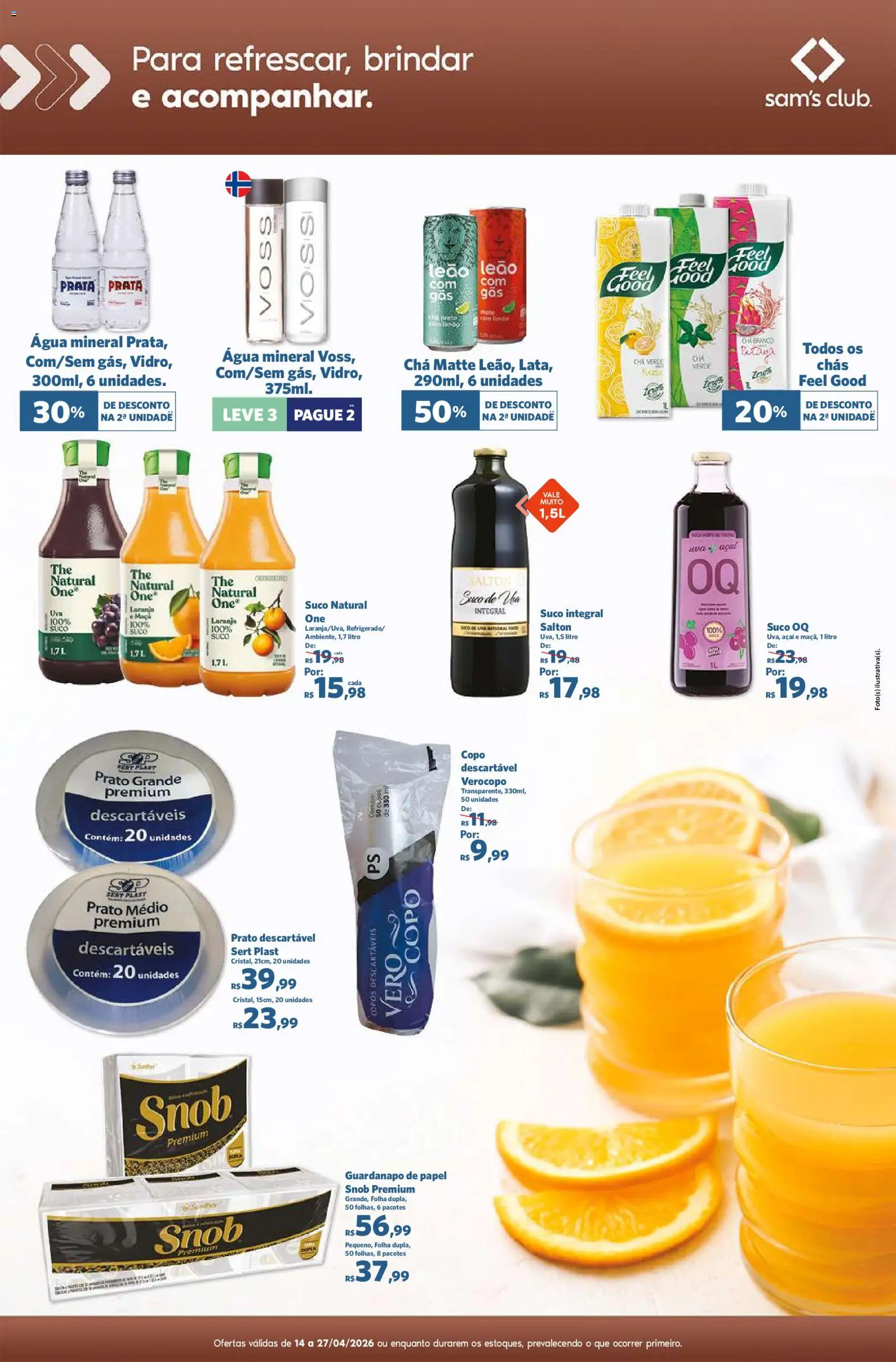 Sam's Club Folheto - válido de 14.04.2026 | Página: 9 | Produtos: Copos descartáveis, Chá verde, Açaí, Guardanapo