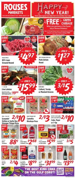 Preview of Rouses weekly ads valid from 26.12.2025 | Page: 2 | Products: Pork, Potatoes, Vegetables, Bag