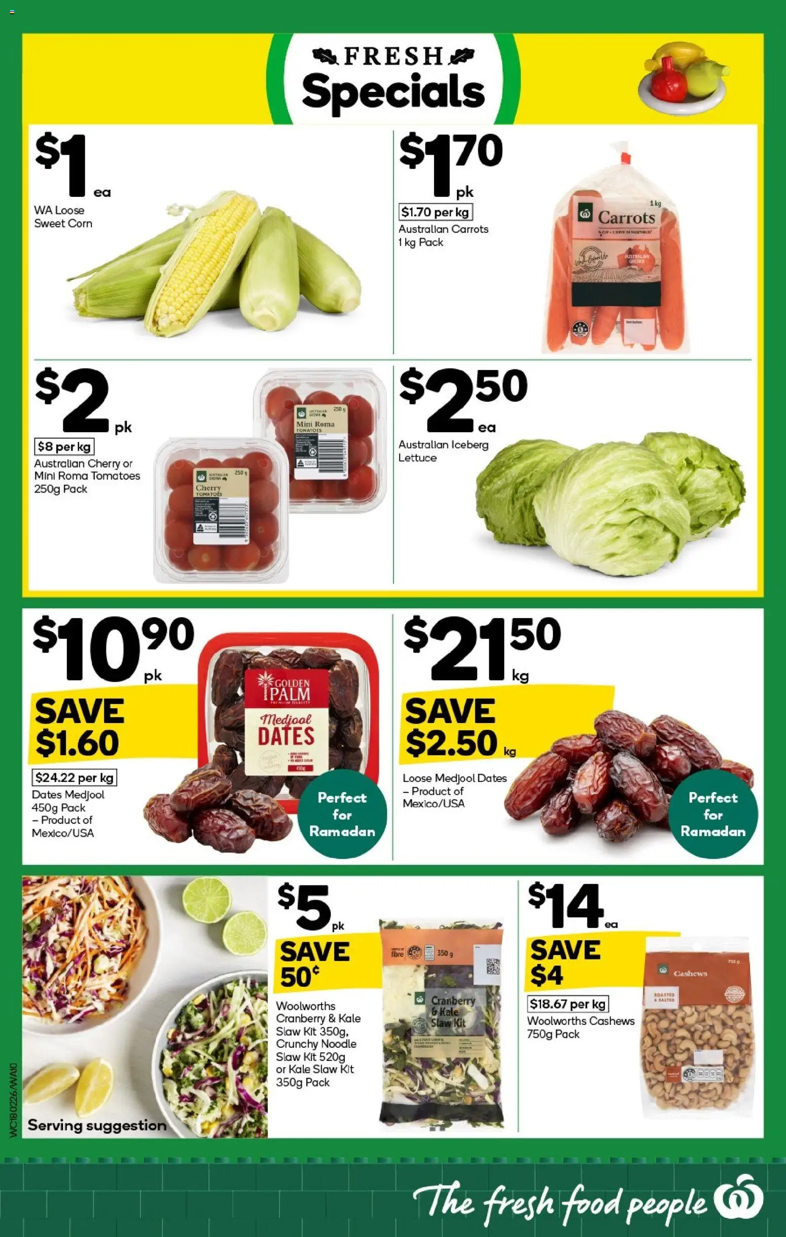 Woolworths catalogue - valid from 18.02.2026 | Page: 10 | Products: Kale, Lettuce, Tomatoes, Carrots