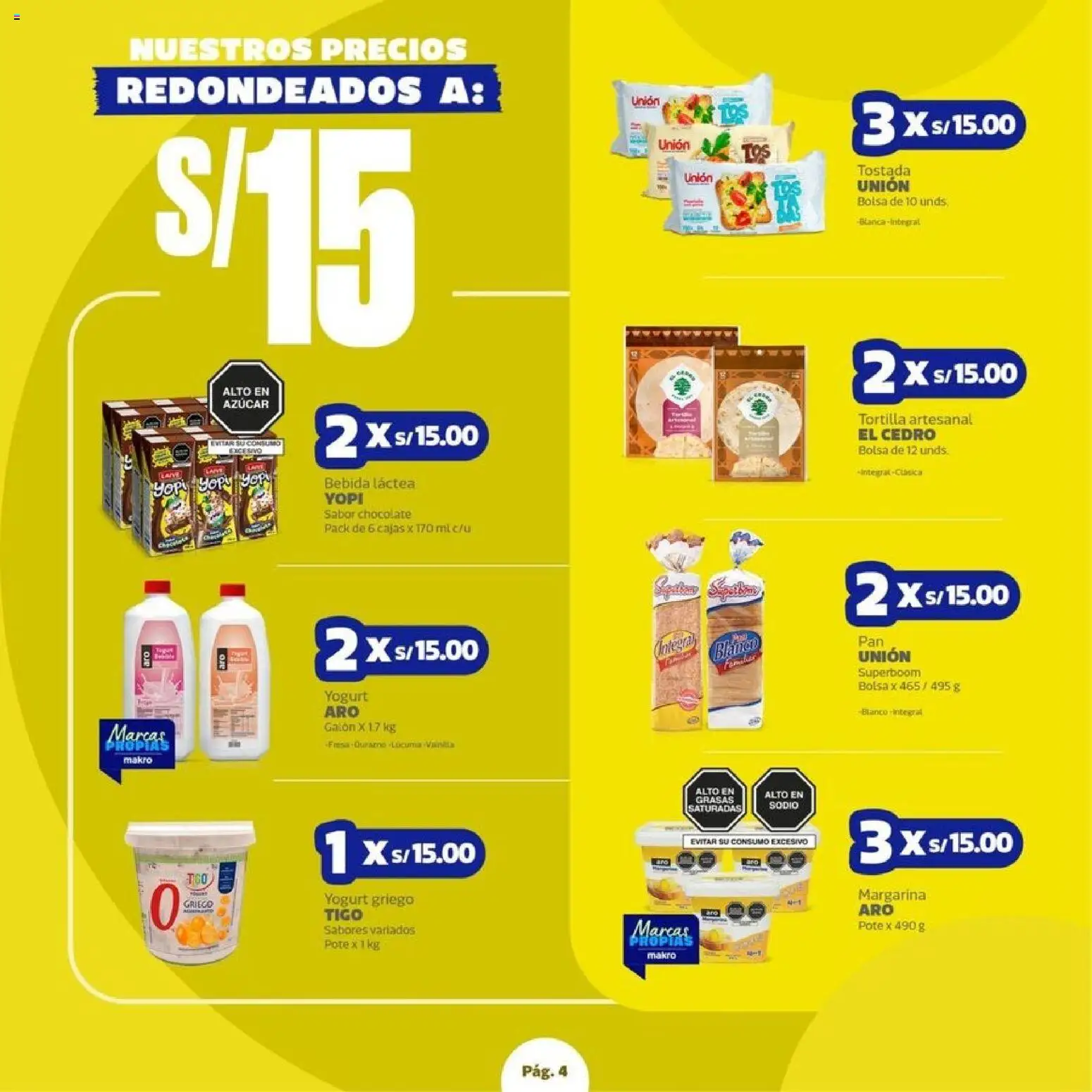 Catálogo Makro válido desde 23.04.2026 | Página: 4 | Productos: Yogurt, Chocolate, Bolsa